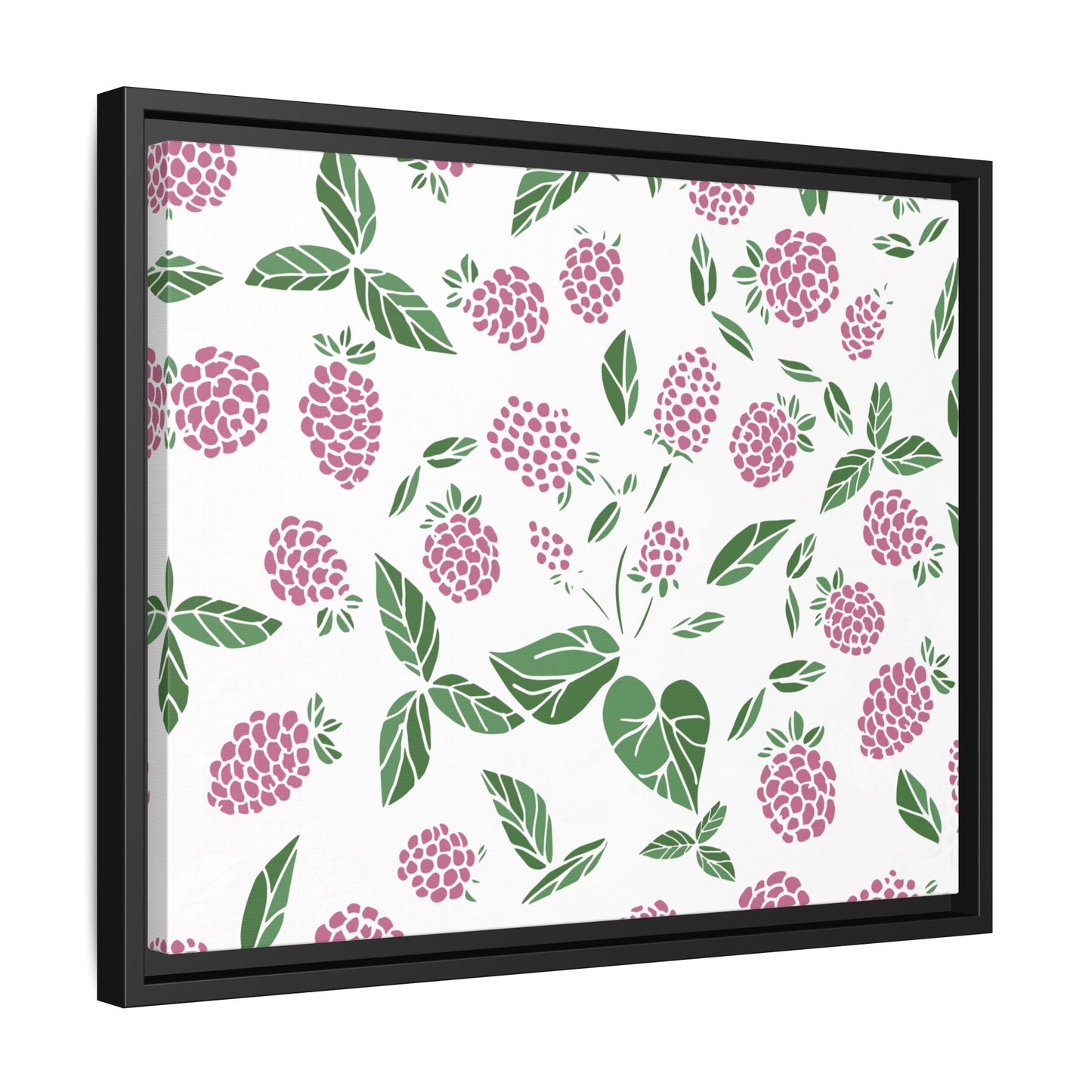 Pink Berry Framed Matte Canvas Art - Multiple Frame Colors & Size Options