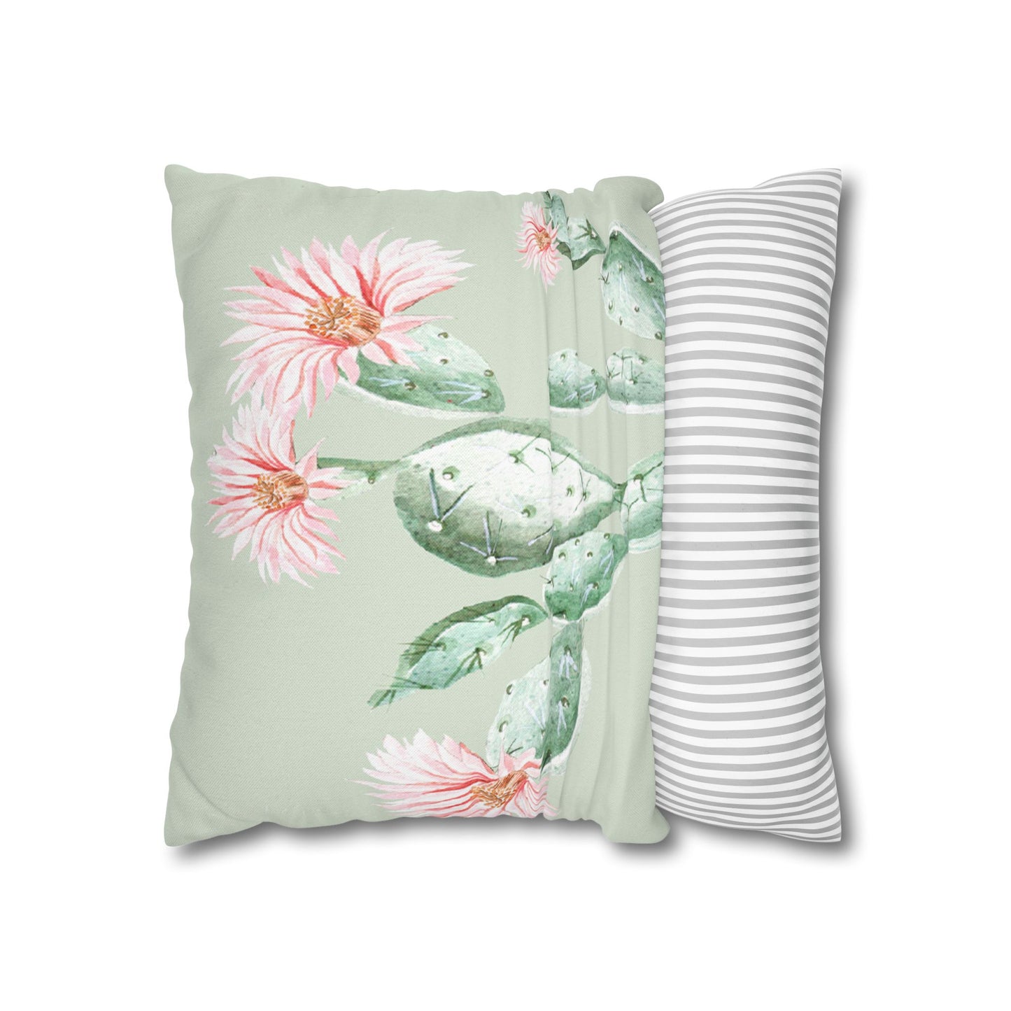 Cactus Flower Printed Square Pillow Cover (no insert) - Multiple Sizes (14"x14", 16"x16", 18"x18", 20"x20"), Includes zipper closure