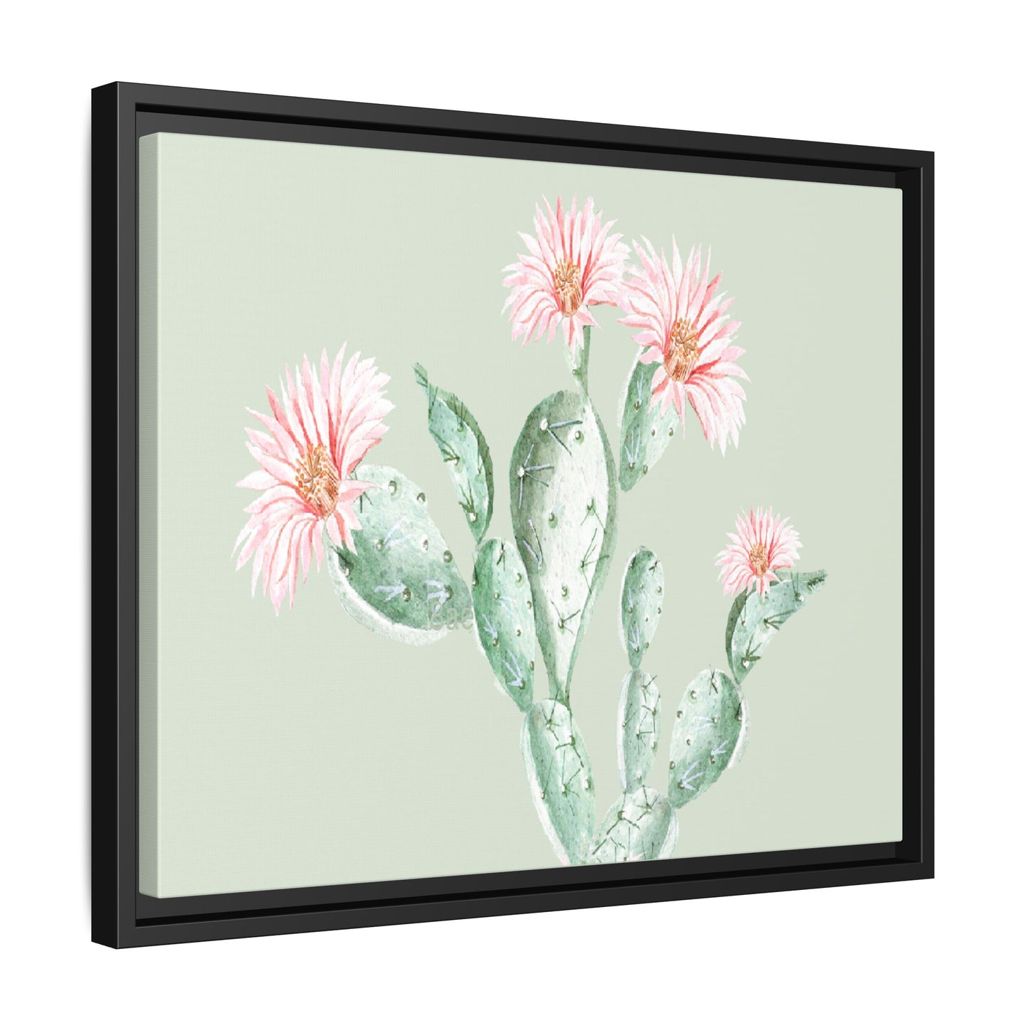 Cactus Flower Framed Matte Canvas Art - Multiple Frame Colors & Size Options