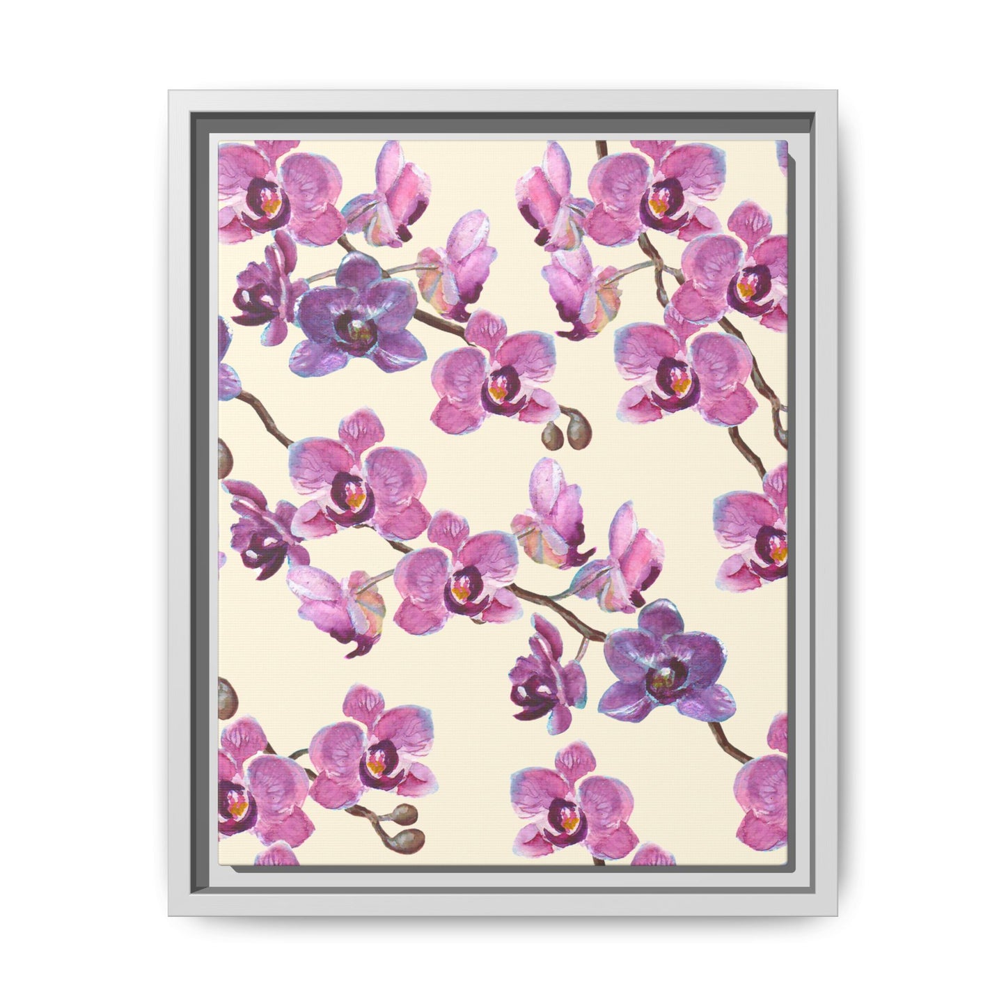 Vanilla Orchid Framed Matte Canvas Art - Multiple Frame Colors & Size Options