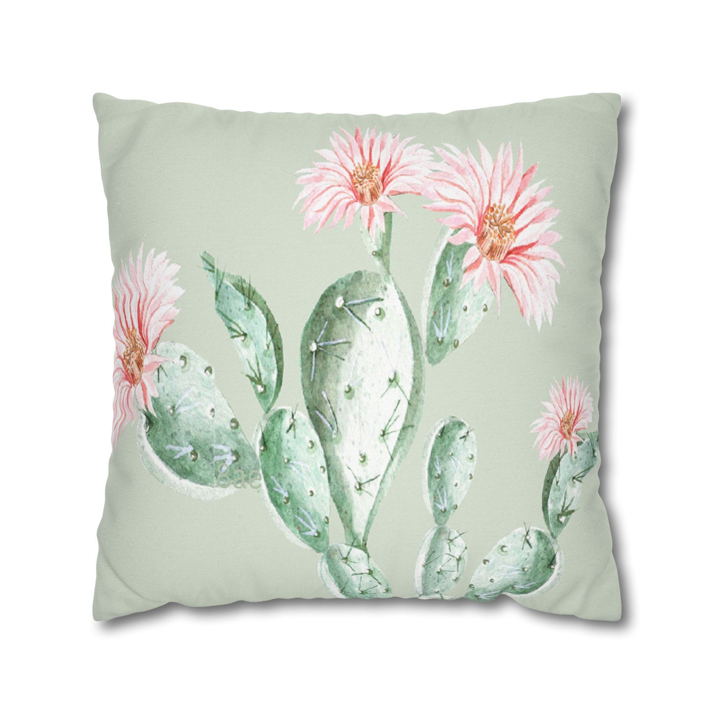 Cactus Flower Printed Square Pillow Cover (no insert) - Multiple Sizes (14"x14", 16"x16", 18"x18", 20"x20"), Includes zipper closure