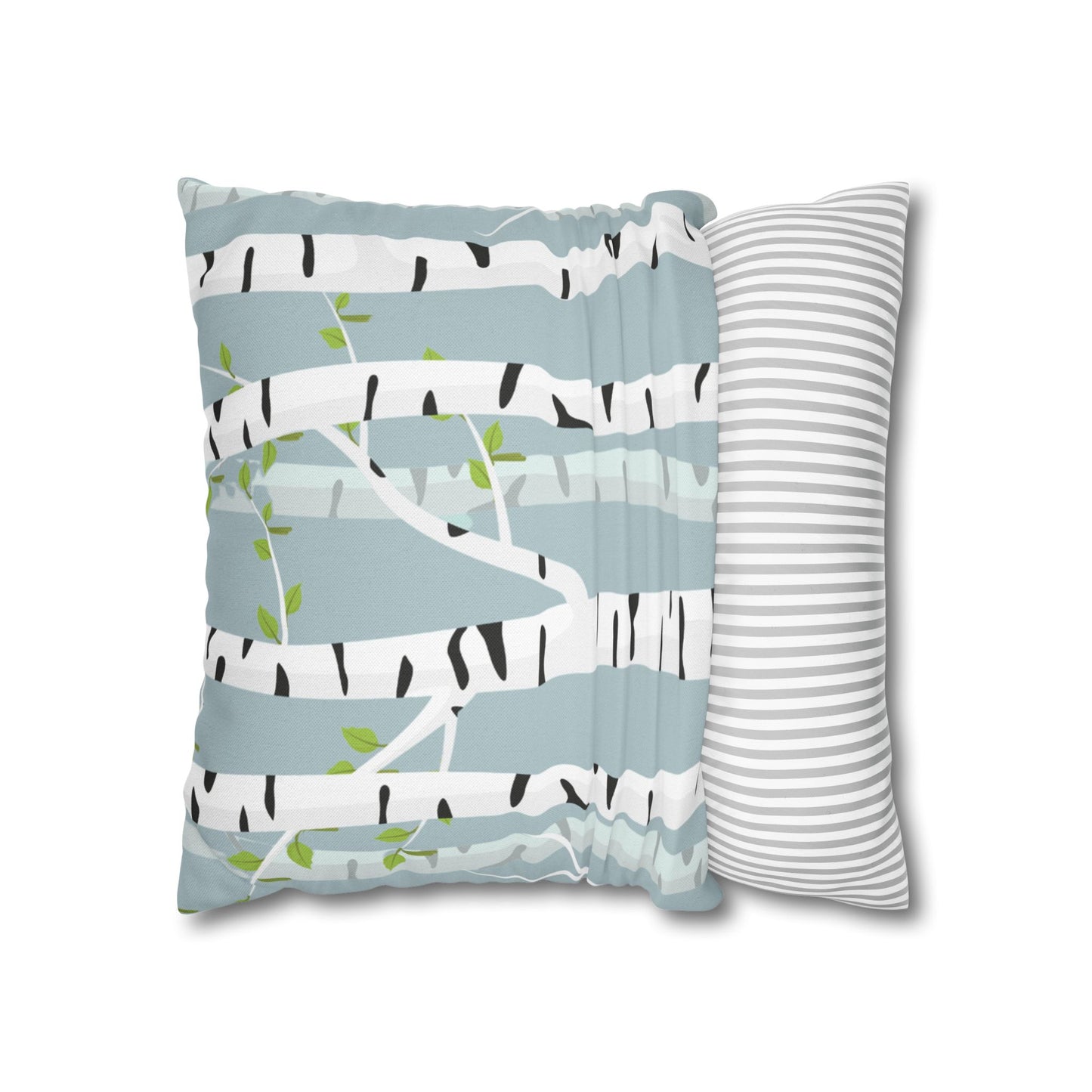 White Birch Printed Square Pillow Cover (no insert) - Multiple Sizes (14"x14", 16"x16", 18"x18", 20"x20"), Includes zipper closure