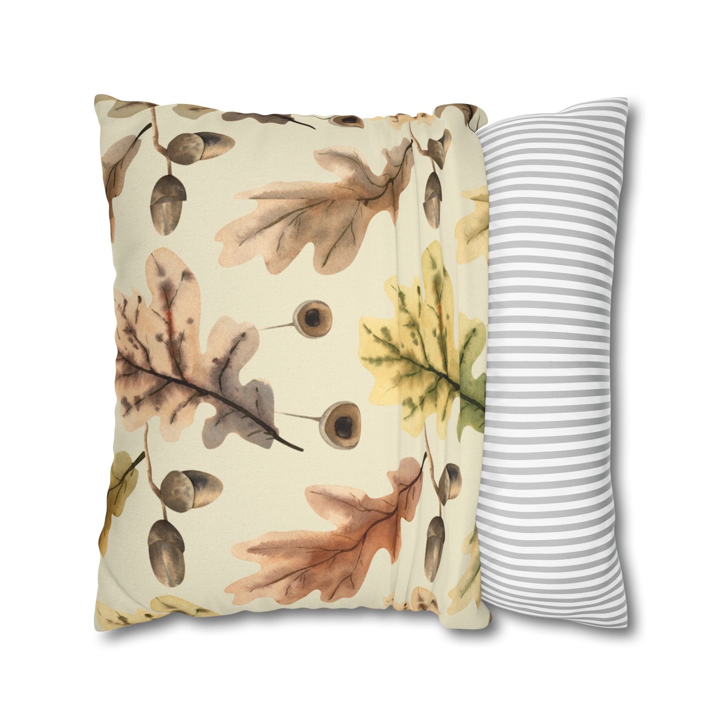 Oak Leaves Printed Square Pillow Cover (no insert) - Multiple Sizes (14"x14", 16"x16", 18"x18", 20"x20"), Includes zipper closure