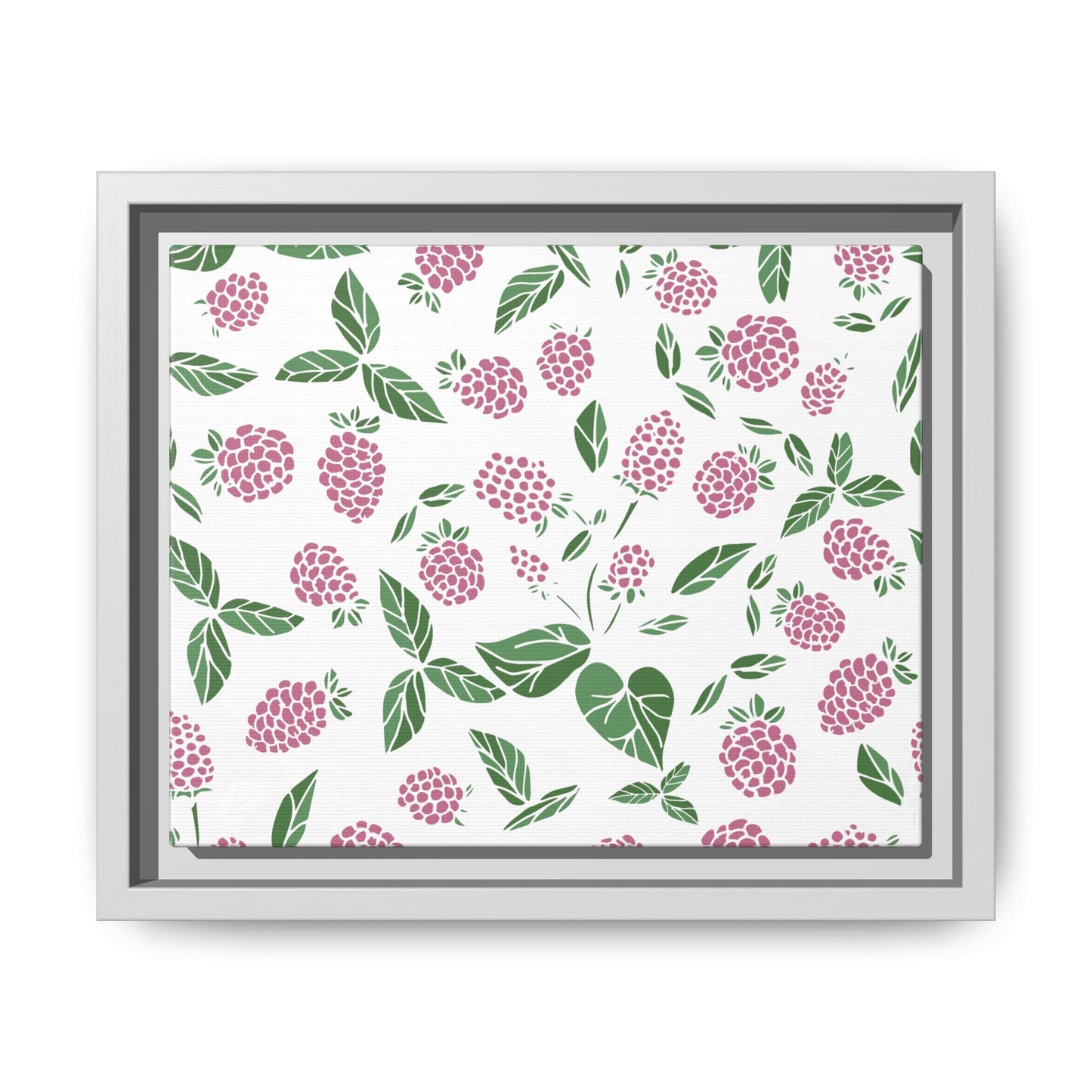 Pink Berry Framed Matte Canvas Art - Multiple Frame Colors & Size Options