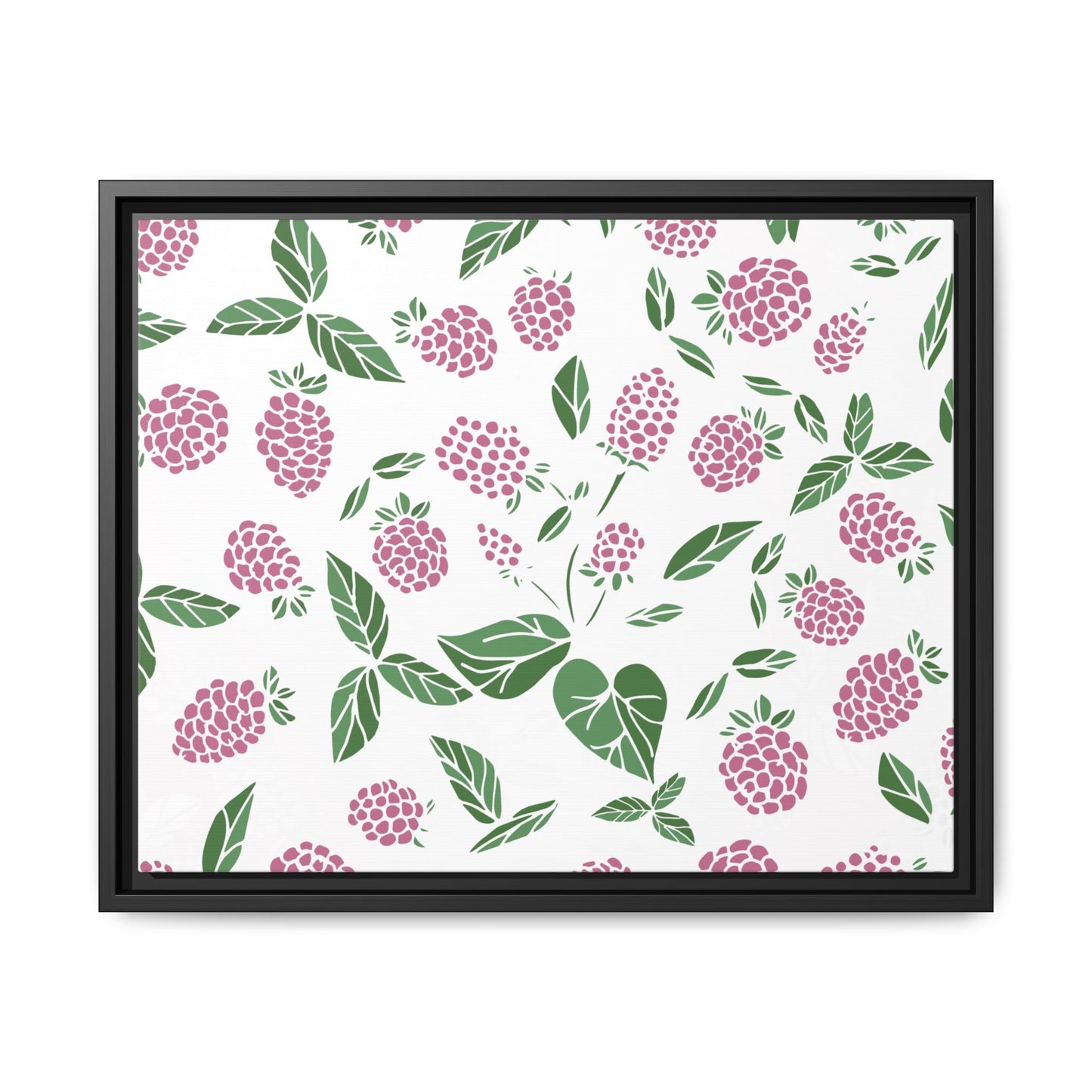 Pink Berry Framed Matte Canvas Art - Multiple Frame Colors & Size Options