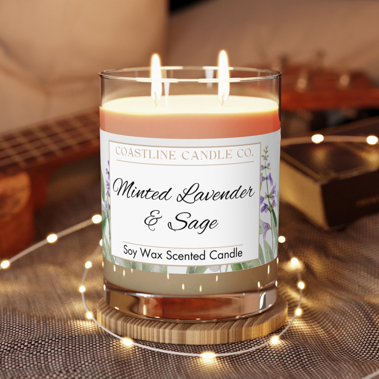 Minted Lavender & Sage Scented Candle - 11 oz. Clear Jar