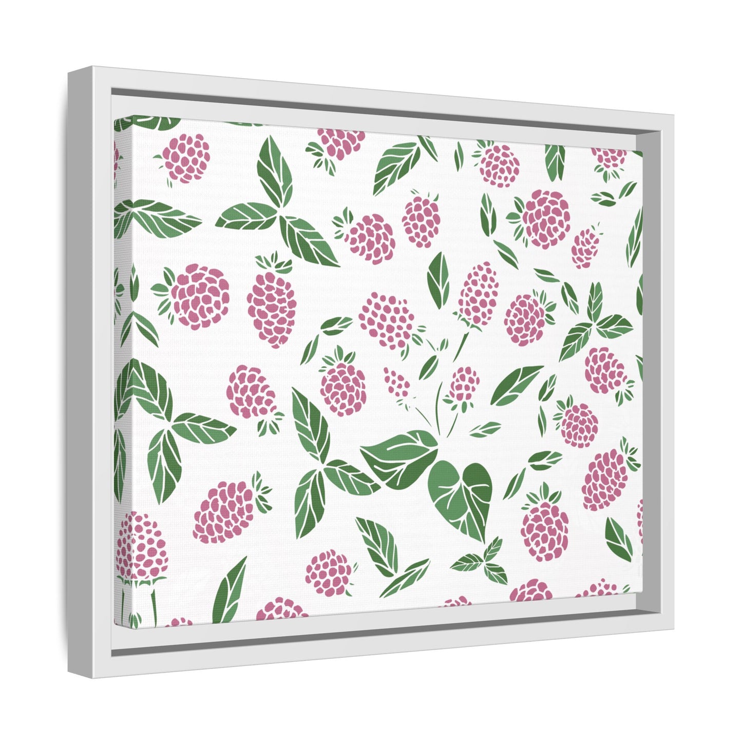 Pink Berry Framed Matte Canvas Art - Multiple Frame Colors & Size Options