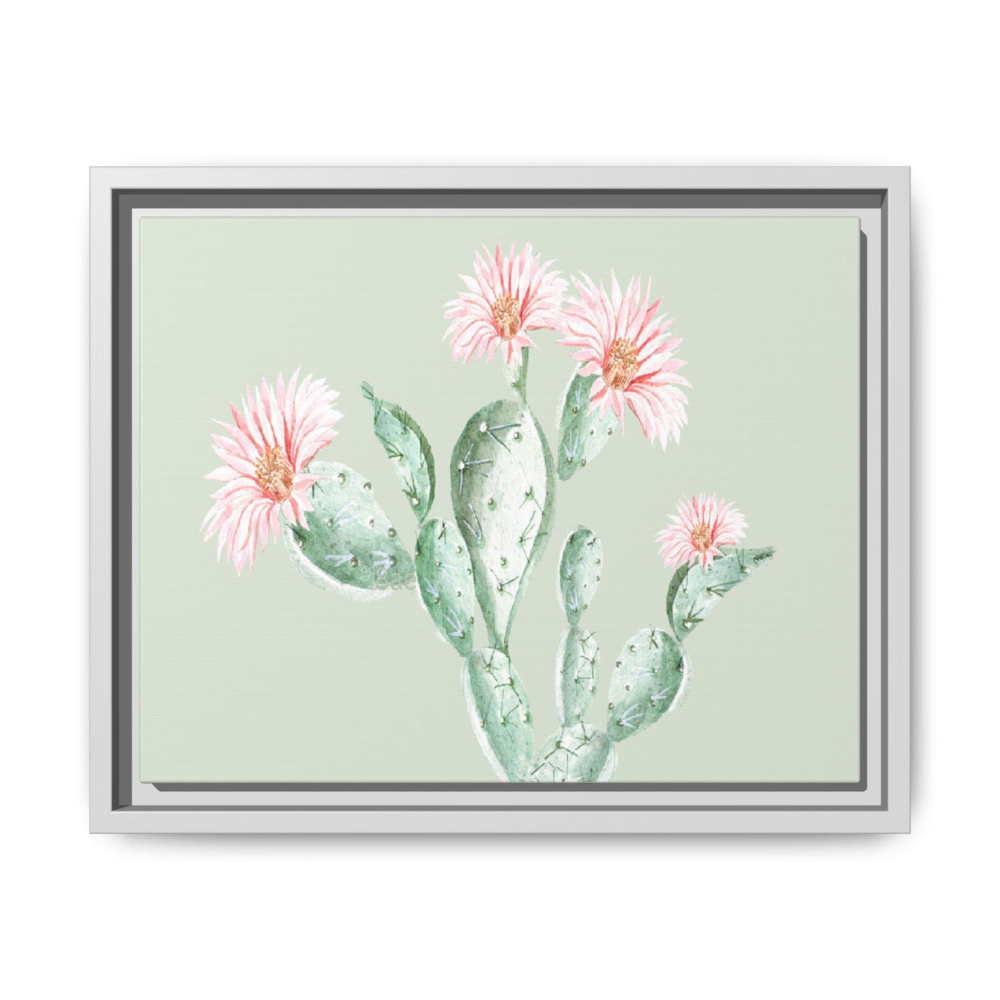 Cactus Flower Framed Matte Canvas Art - Multiple Frame Colors & Size Options