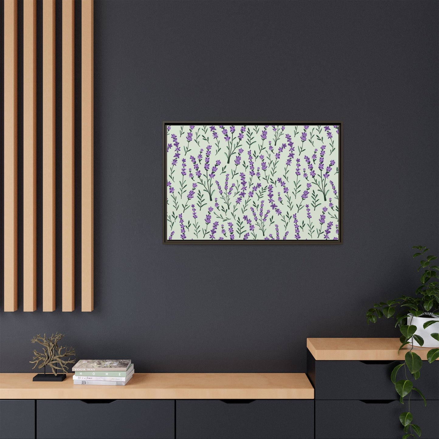 Lavender Sage Framed Matte Canvas Art - Multiple Frame Color & Size Options