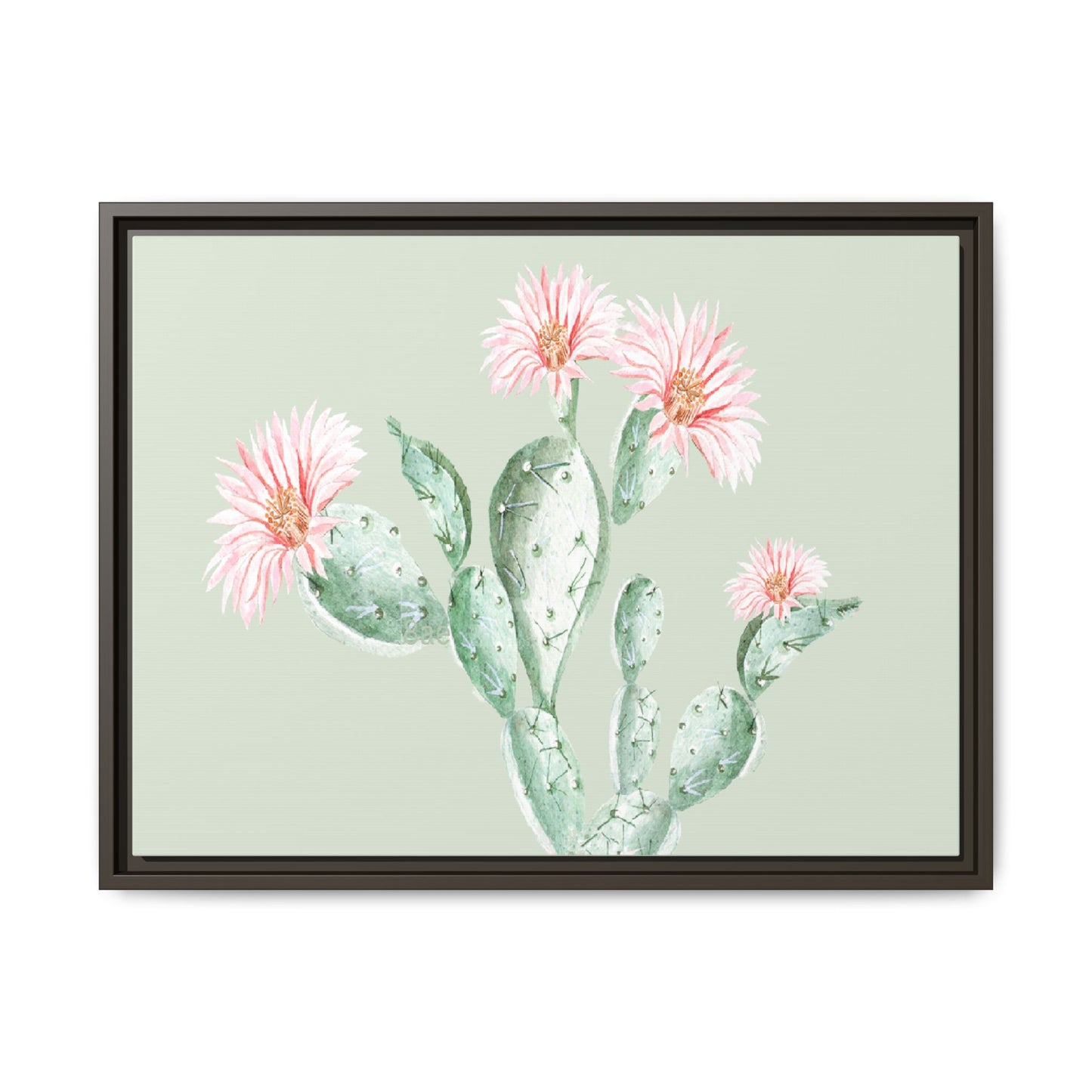 Cactus Flower Framed Matte Canvas Art - Multiple Frame Colors & Size Options