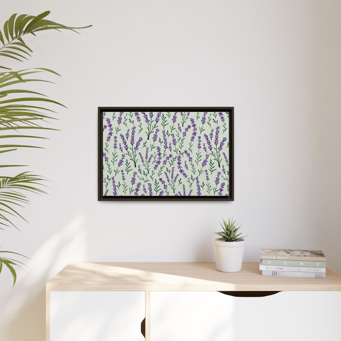 Lavender Sage Framed Matte Canvas Art - Multiple Frame Color & Size Options