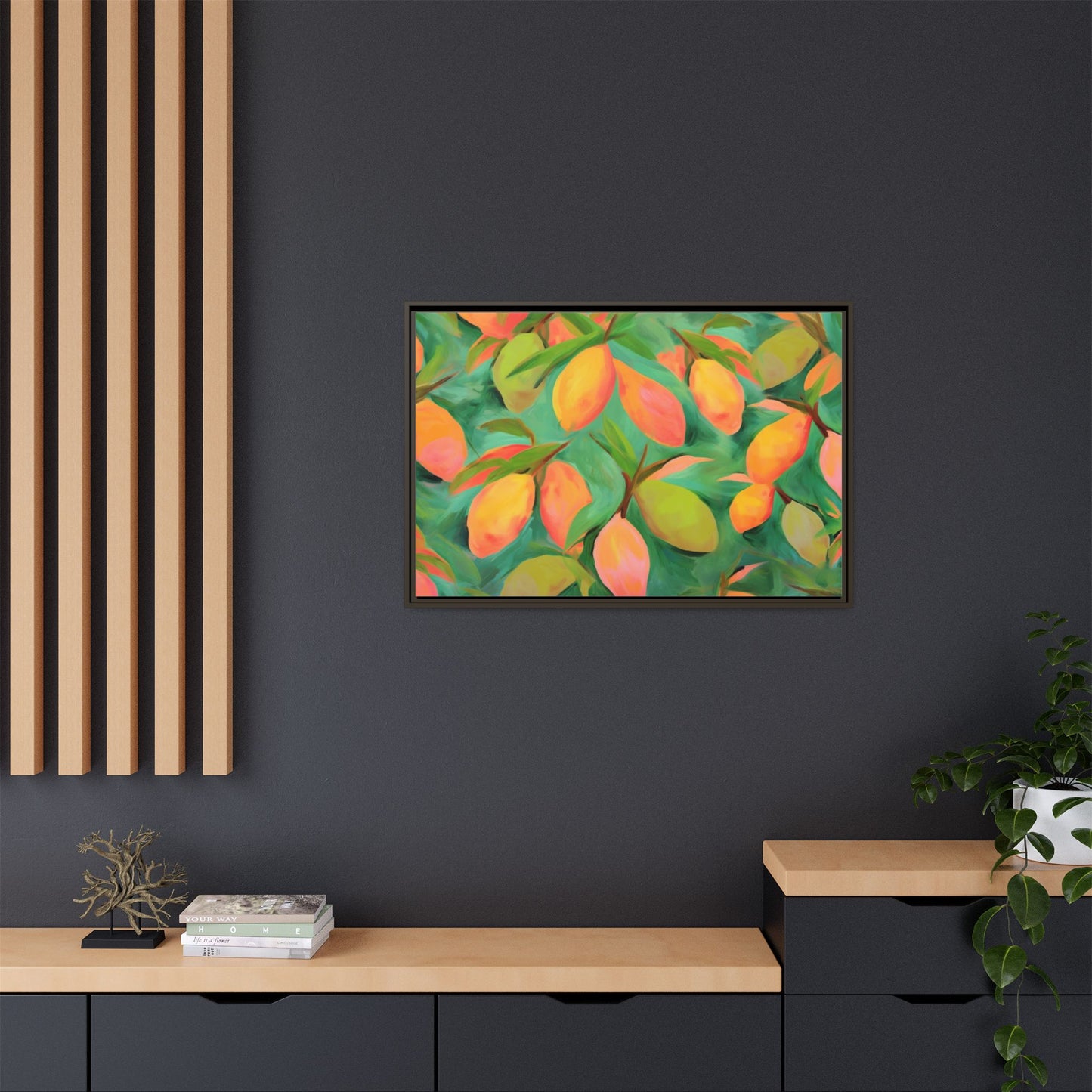 Mangoes Framed Matte Canvas Art - Multiple Frame Color & Size Options