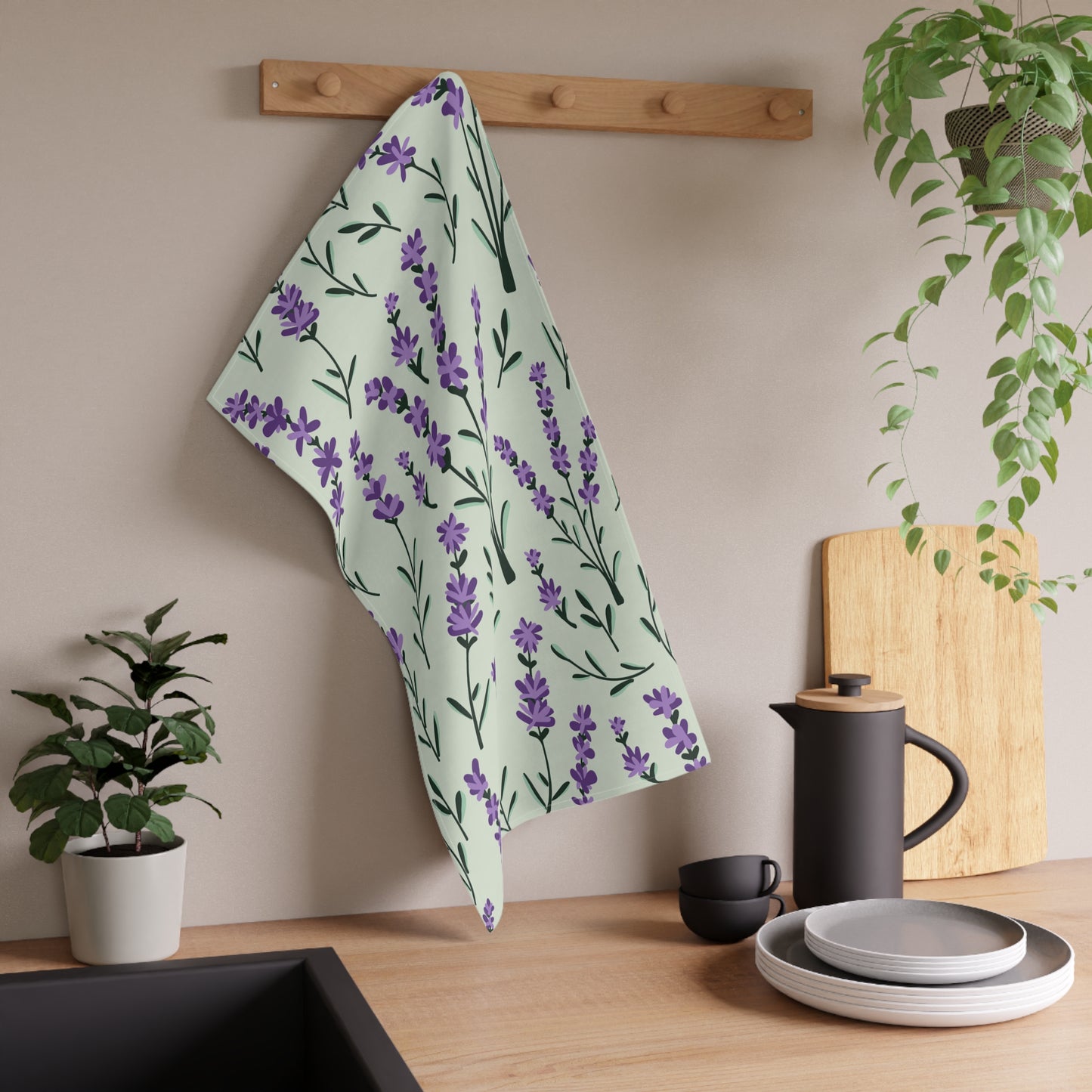 Lavender Sage Printed Tea Towels - 100% Cotton Twill, 18" x 30"