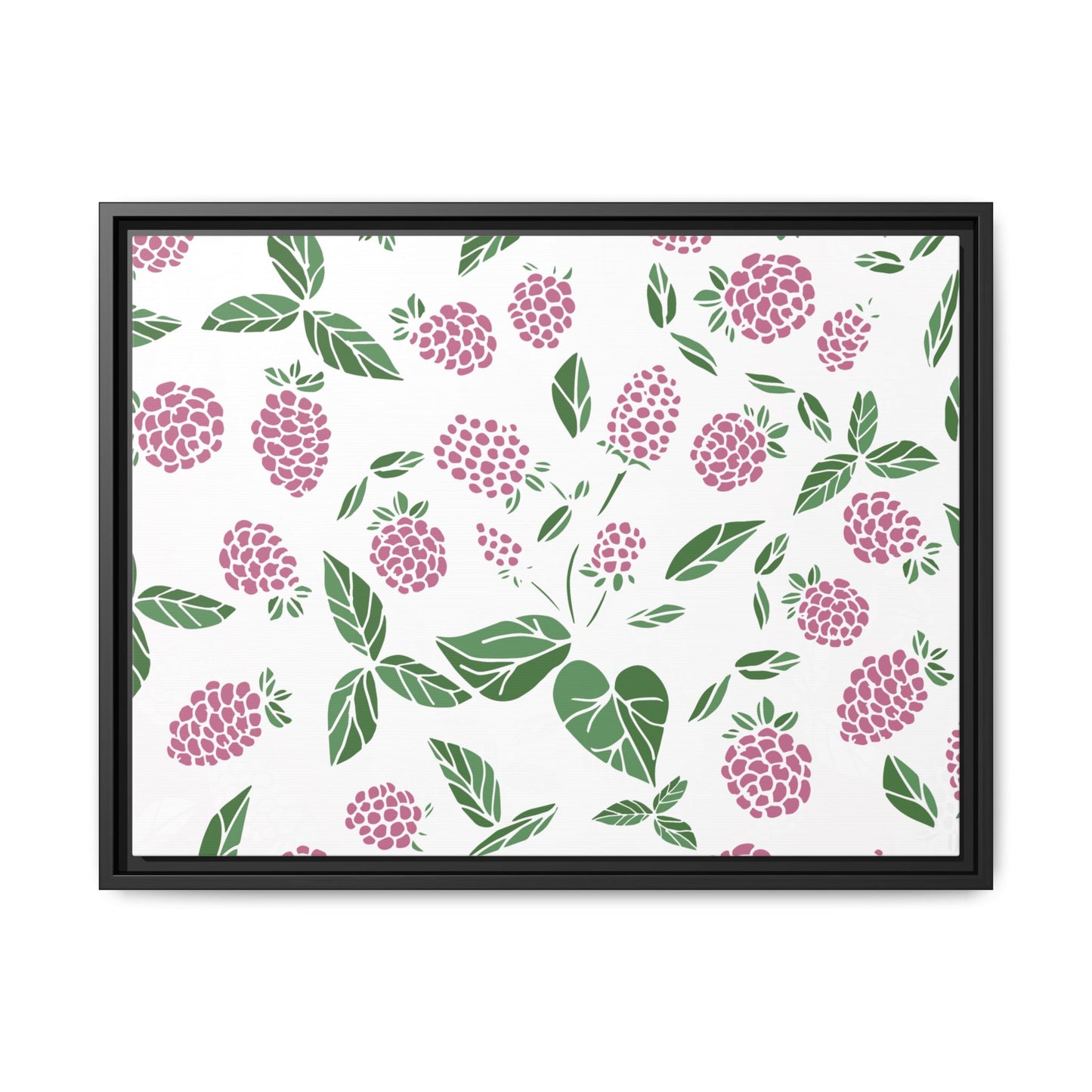Pink Berry Framed Matte Canvas Art - Multiple Frame Colors & Size Options