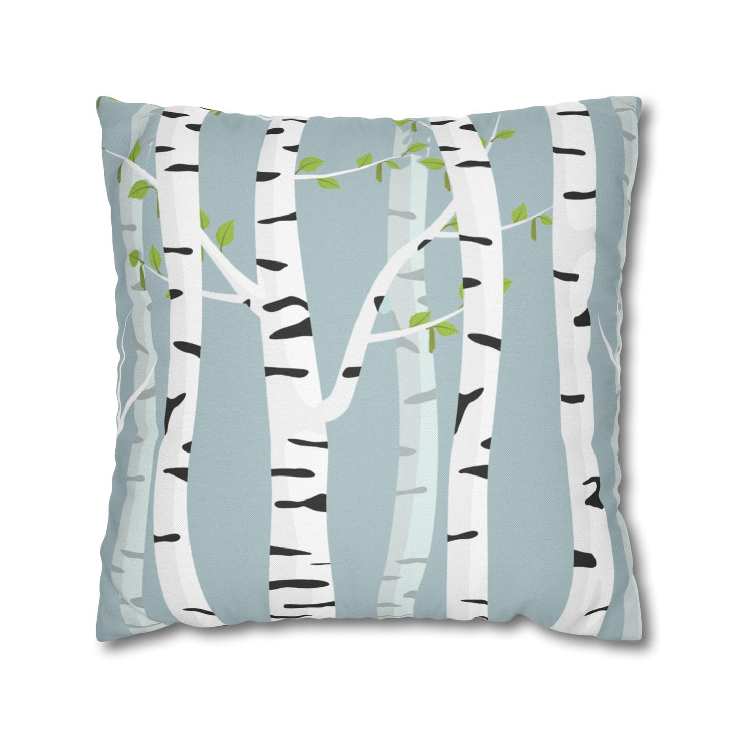 White Birch Printed Square Pillow Cover (no insert) - Multiple Sizes (14"x14", 16"x16", 18"x18", 20"x20"), Includes zipper closure