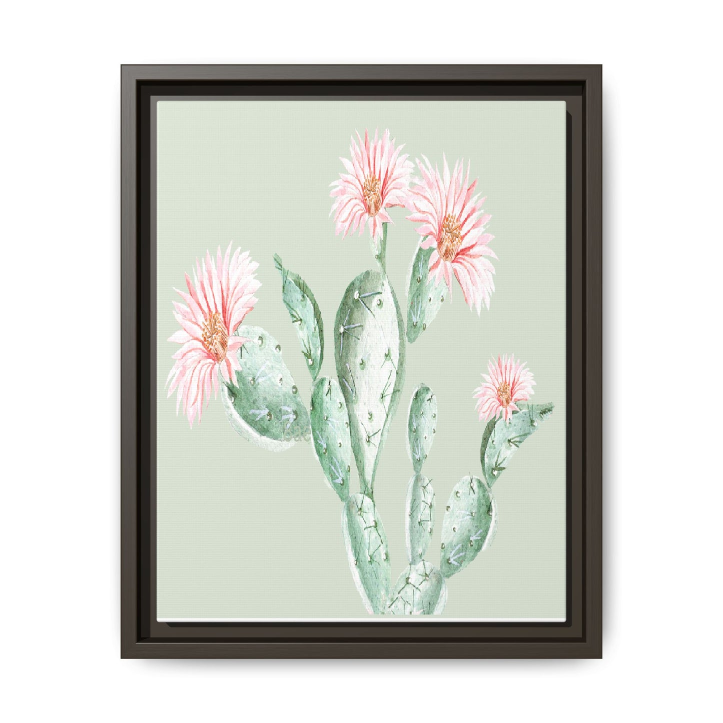 Cactus Flower Framed Matte Canvas Art - Multiple Frame Colors & Size Options