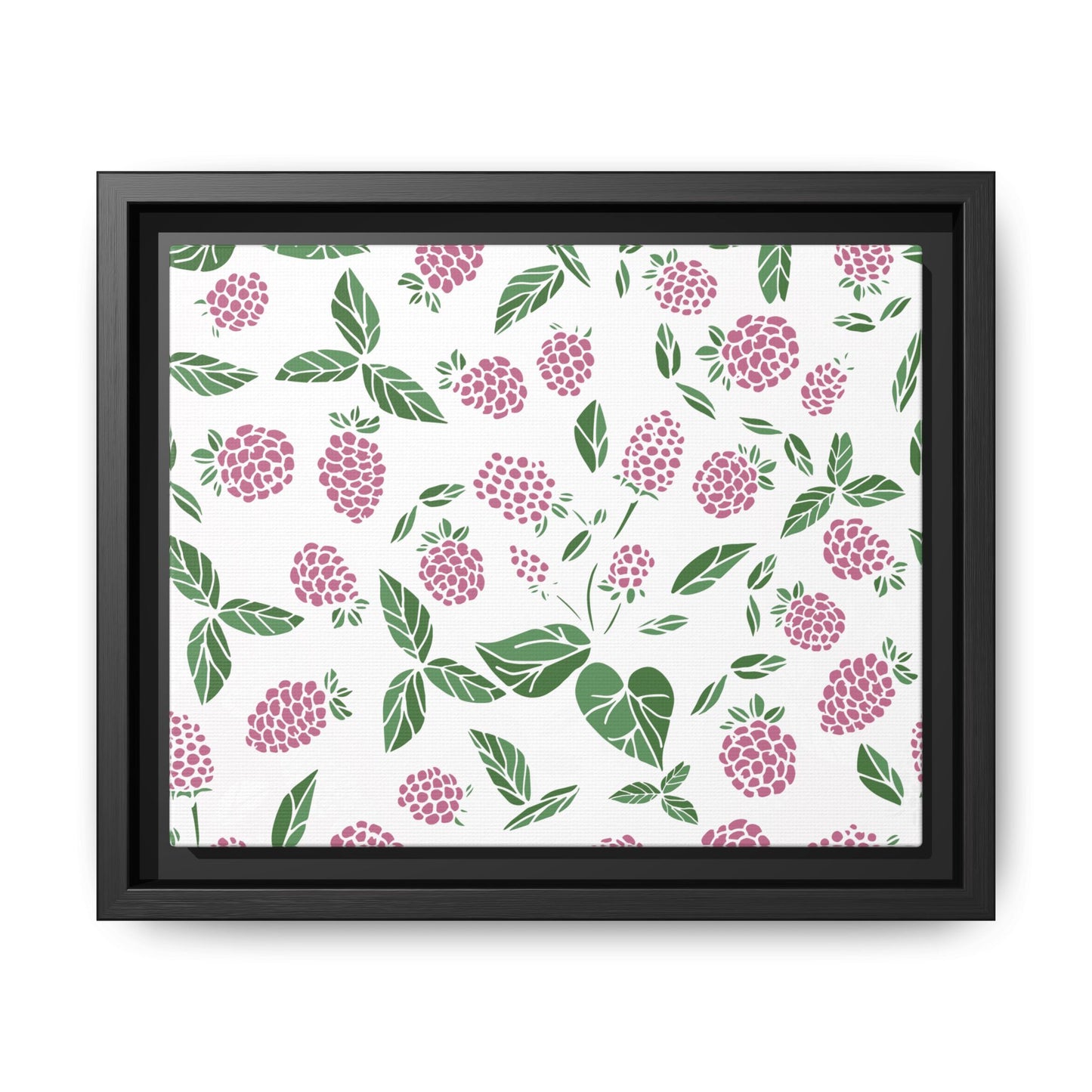Pink Berry Framed Matte Canvas Art - Multiple Frame Colors & Size Options