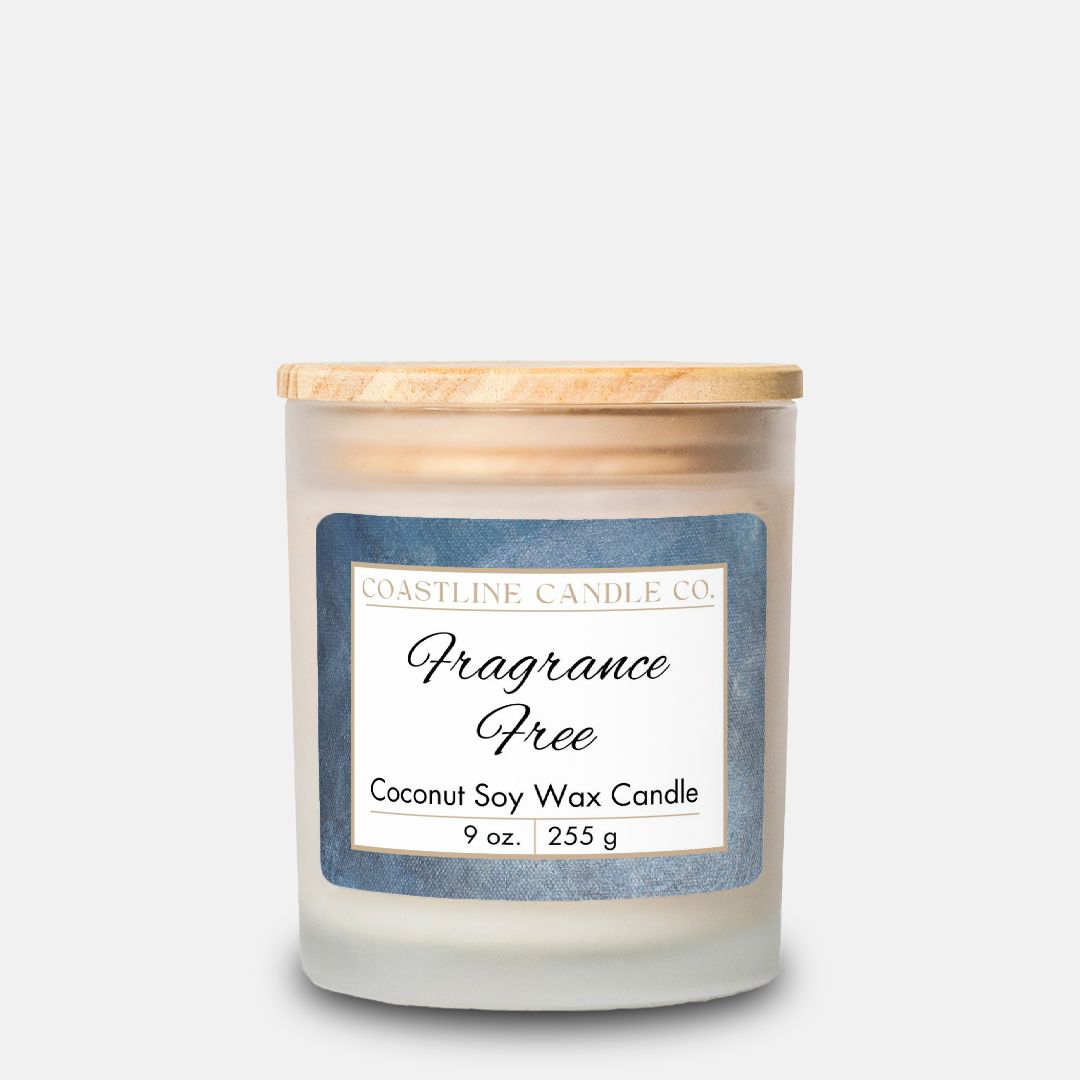 Fragrance Free 9 oz. Coconut Soy Wax Candle, Frosted Jar with Cotton Wick and Maple Wood Lid