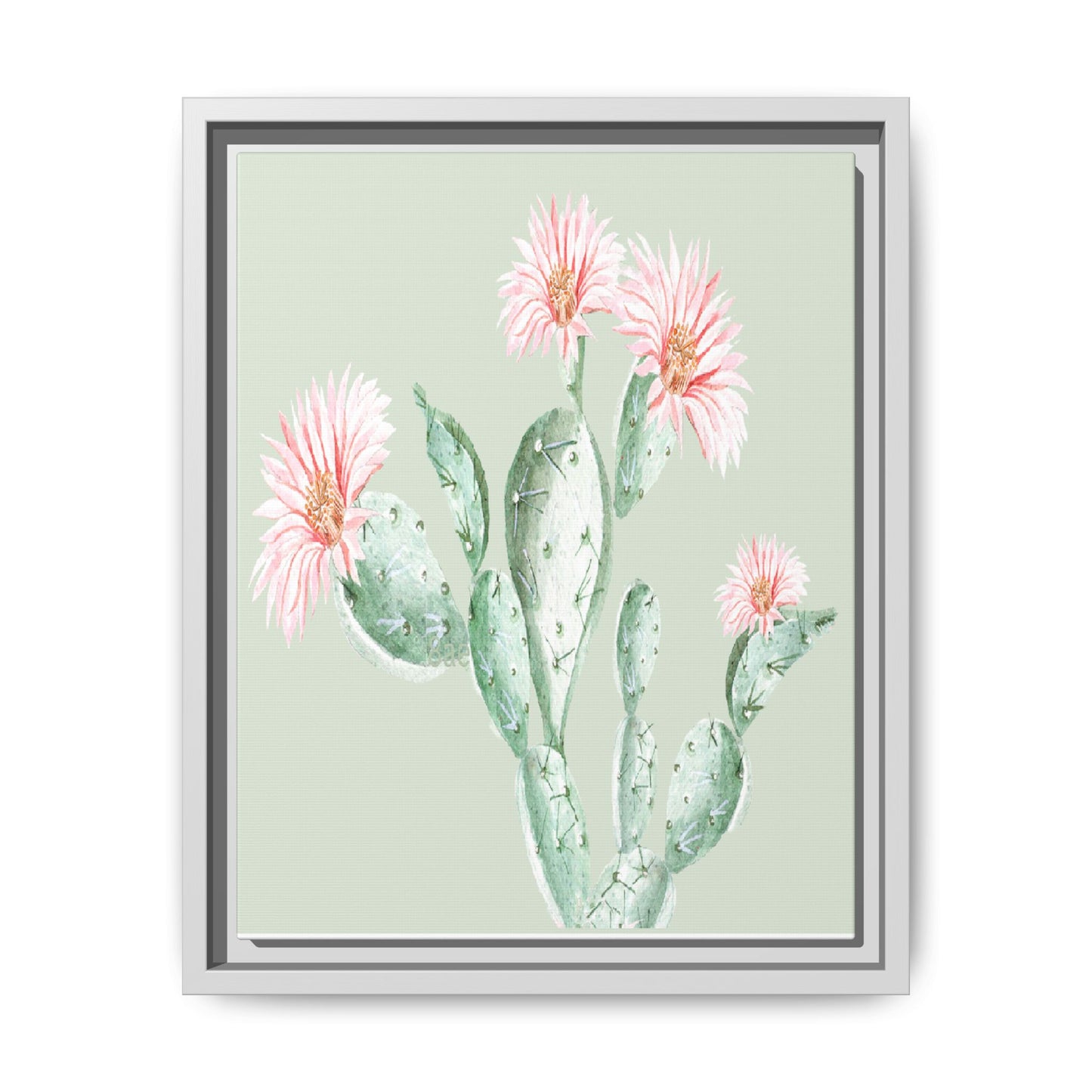 Cactus Flower Framed Matte Canvas Art - Multiple Frame Colors & Size Options