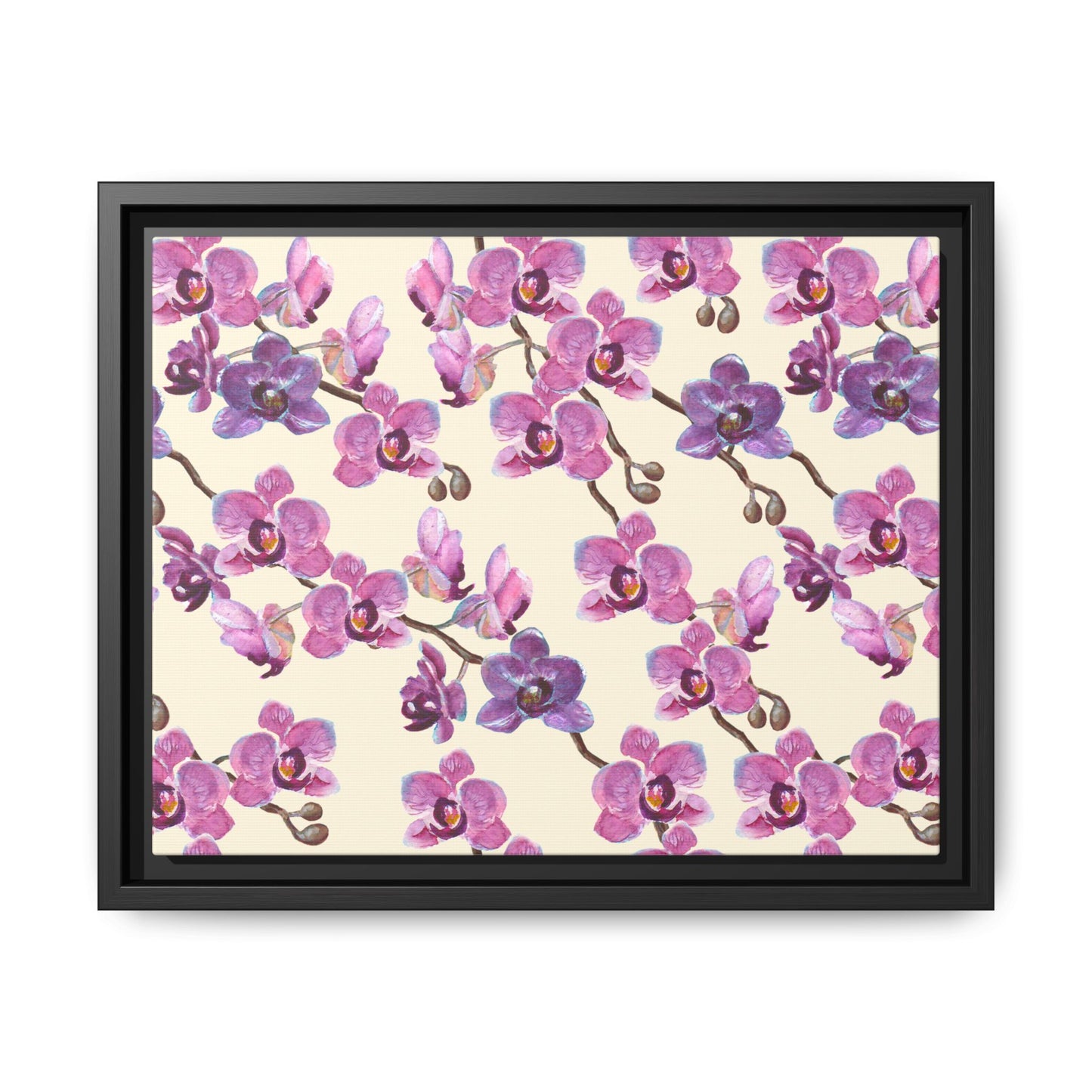 Vanilla Orchid Framed Matte Canvas Art - Multiple Frame Colors & Size Options