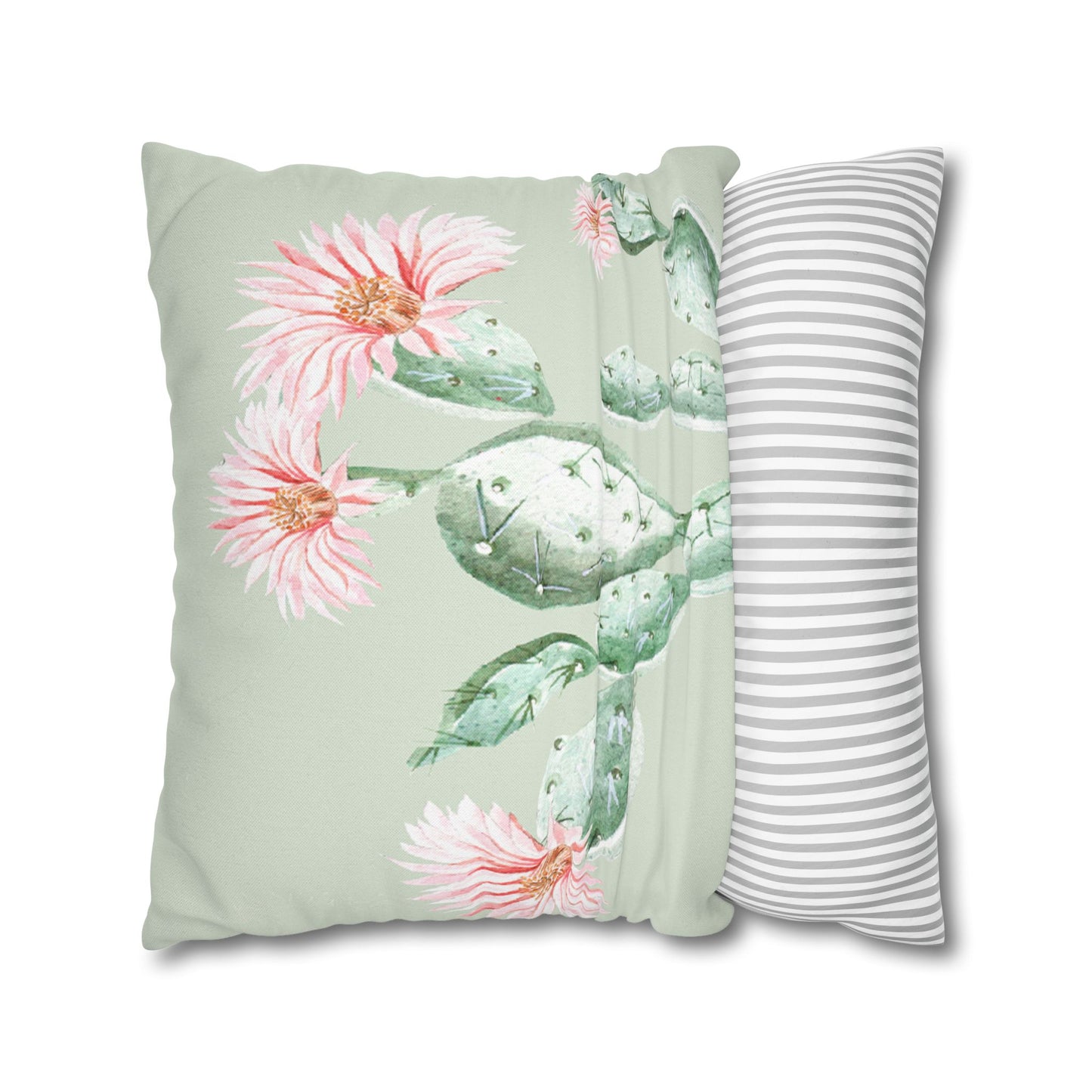 Cactus Flower Printed Square Pillow Cover (no insert) - Multiple Sizes (14"x14", 16"x16", 18"x18", 20"x20"), Includes zipper closure