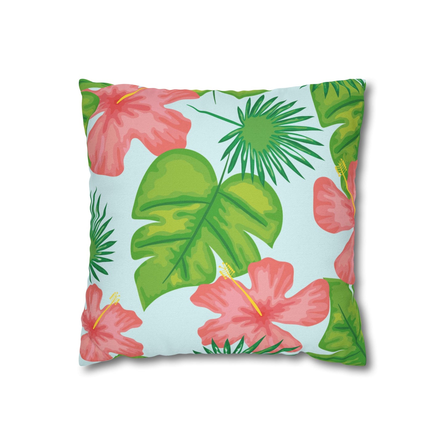 Tropical Island Printed Square Pillow Cover (no insert) - Multiple Sizes (14"x14", 16"x16", 18"x18", 20"x20"), Includes zipper closure