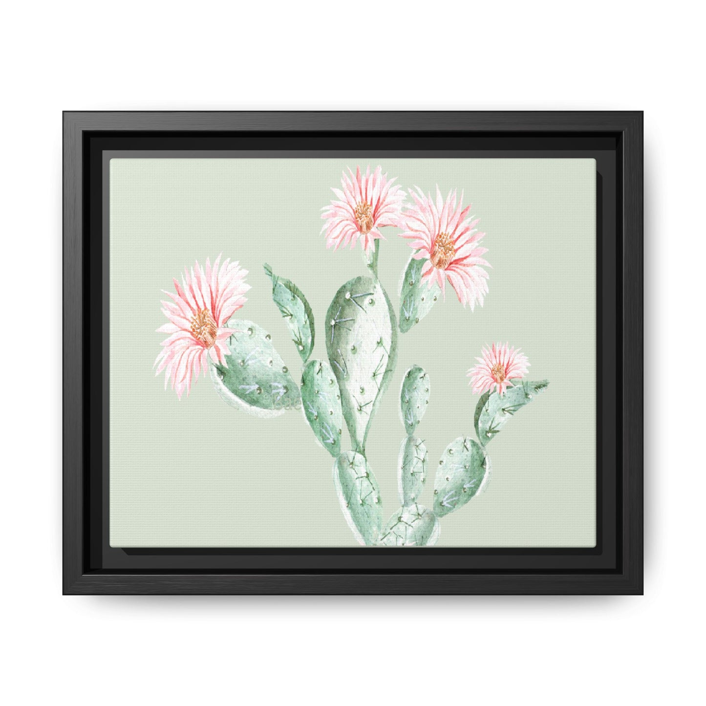 Cactus Flower Framed Matte Canvas Art - Multiple Frame Colors & Size Options