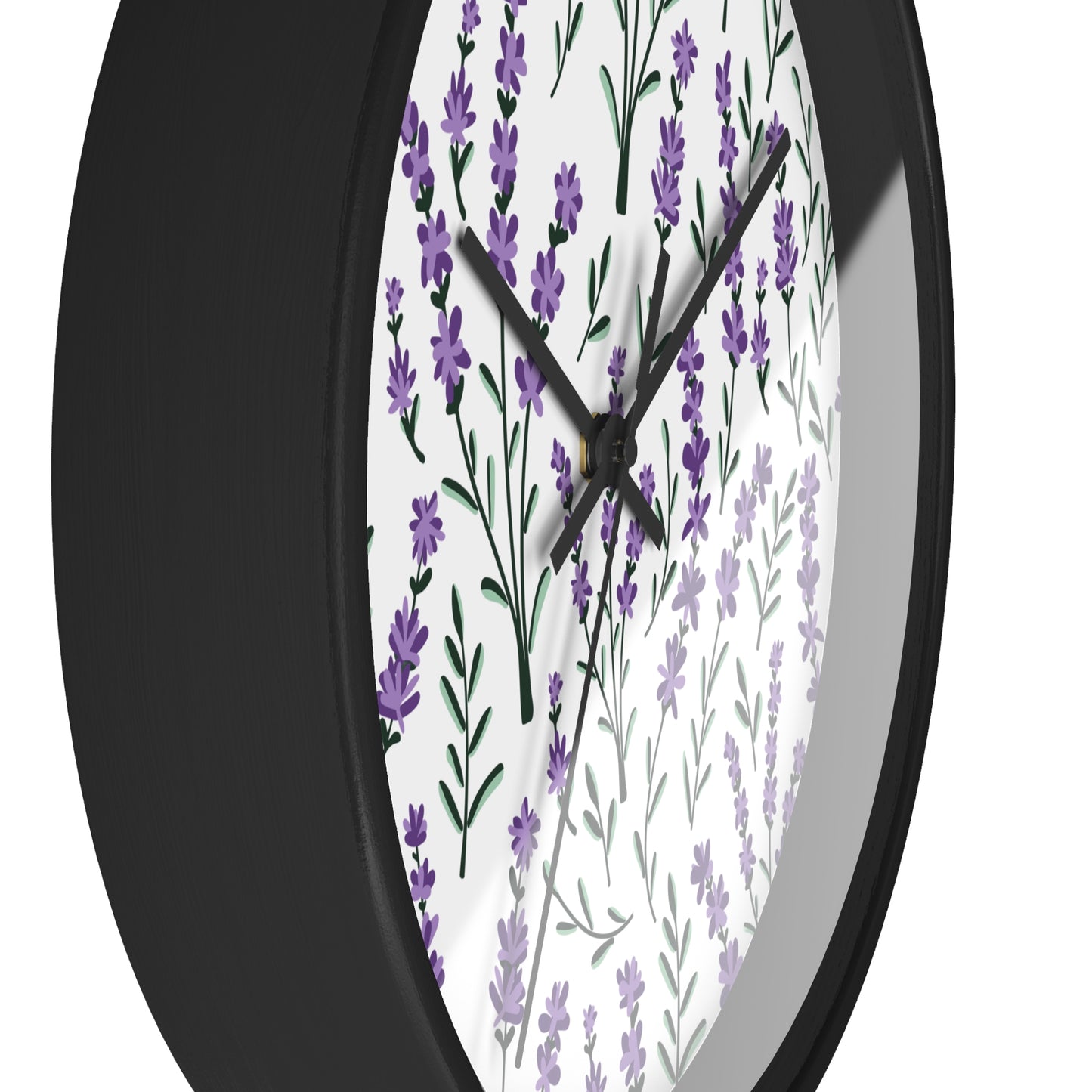 Lavender White Wall Clock - Select from Black, White or Natural Wood Color