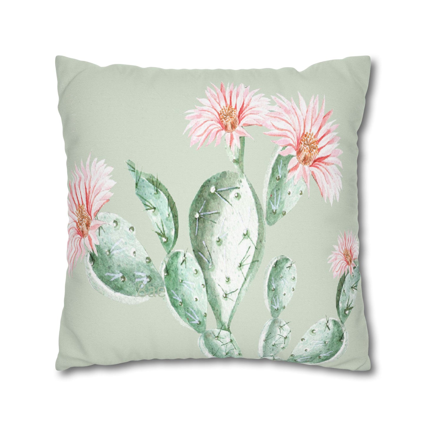 Cactus Flower Printed Square Pillow Cover (no insert) - Multiple Sizes (14"x14", 16"x16", 18"x18", 20"x20"), Includes zipper closure