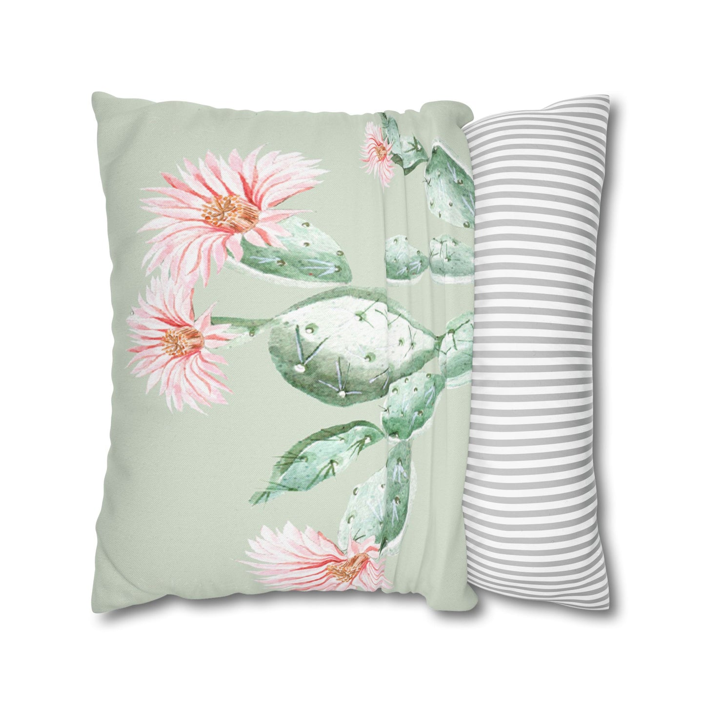 Cactus Flower Printed Square Pillow Cover (no insert) - Multiple Sizes (14"x14", 16"x16", 18"x18", 20"x20"), Includes zipper closure