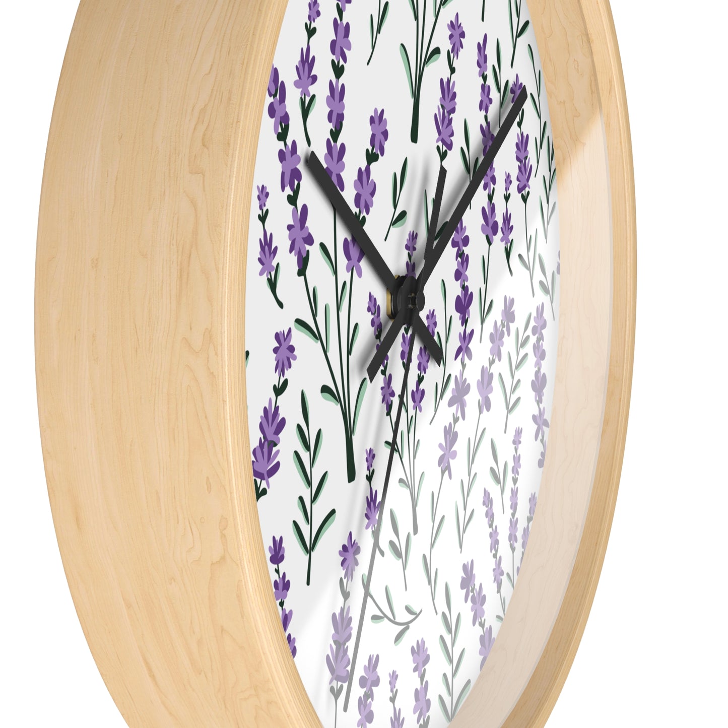 Lavender White Wall Clock - Select from Black, White or Natural Wood Color