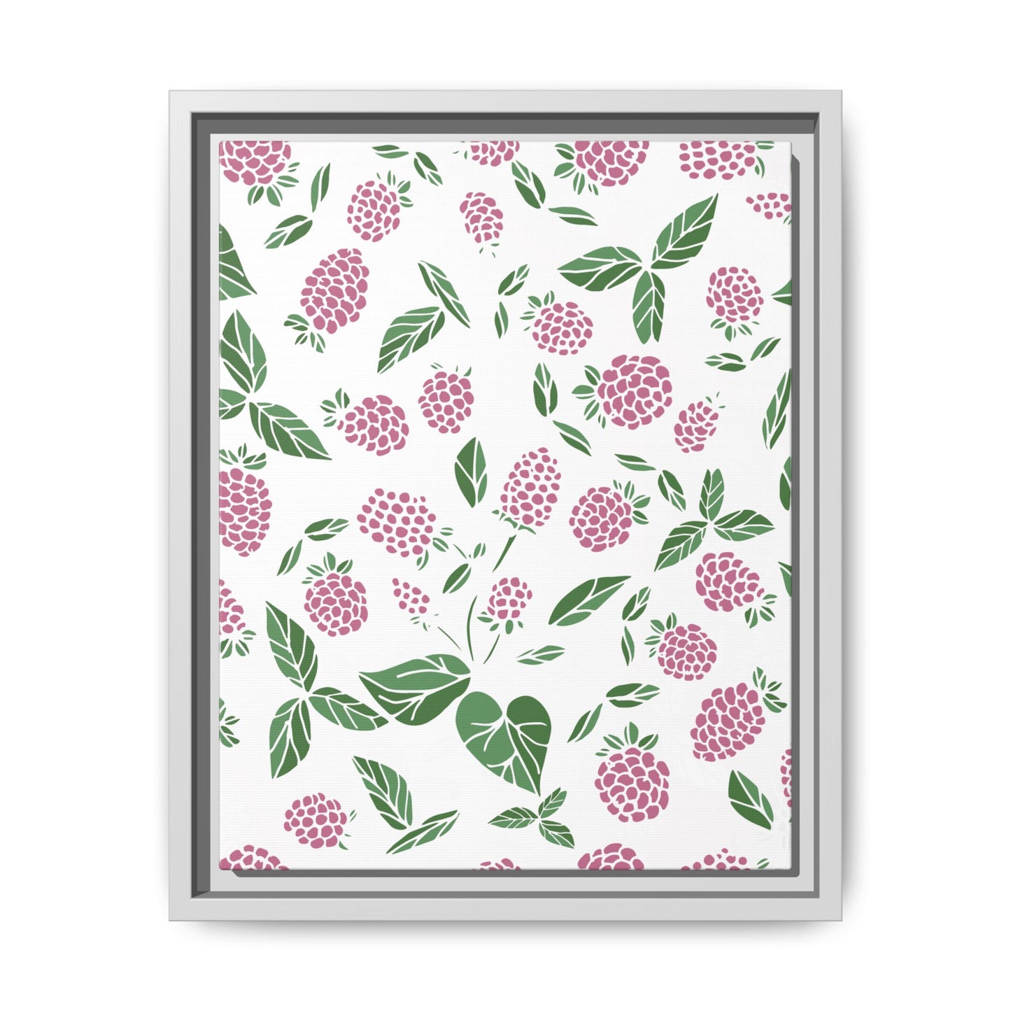 Pink Berry Framed Matte Canvas Art - Multiple Frame Colors & Size Options