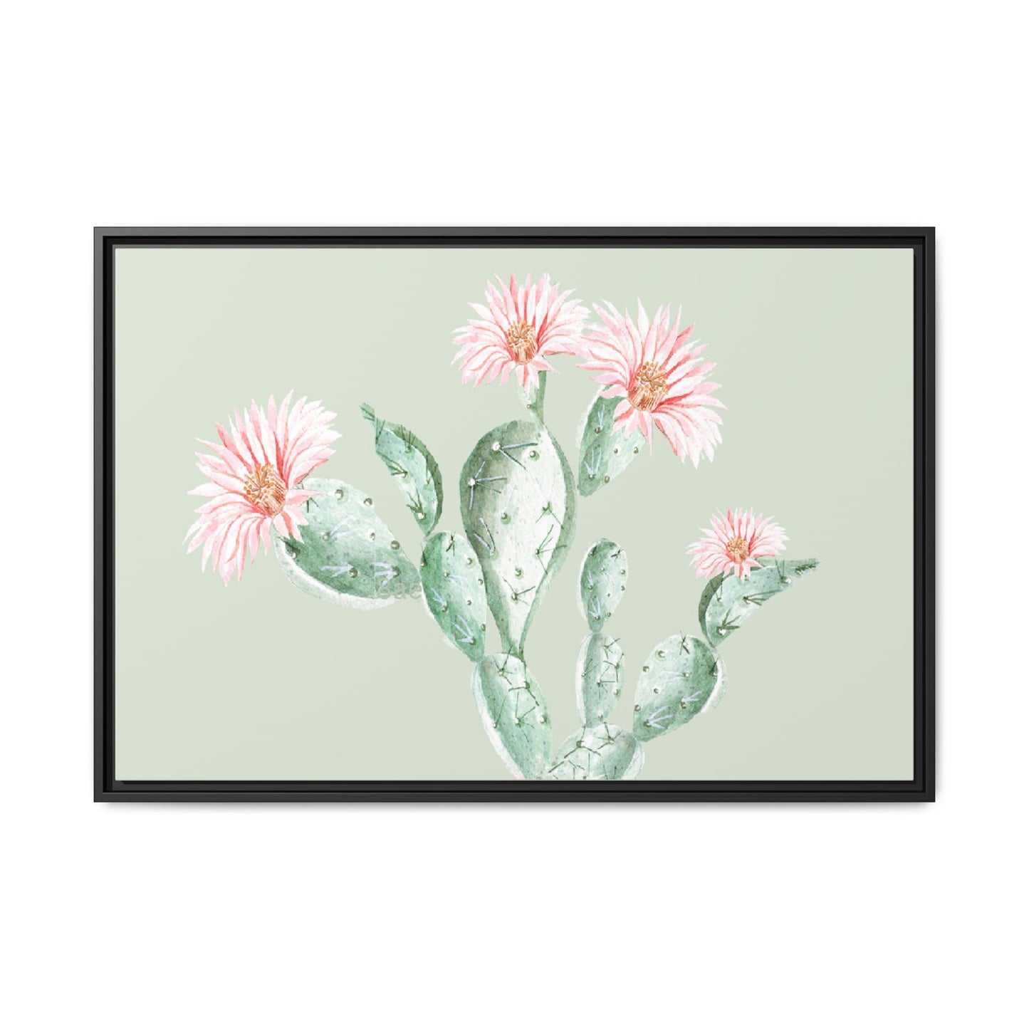 Cactus Flower Framed Matte Canvas Art - Multiple Frame Colors & Size Options