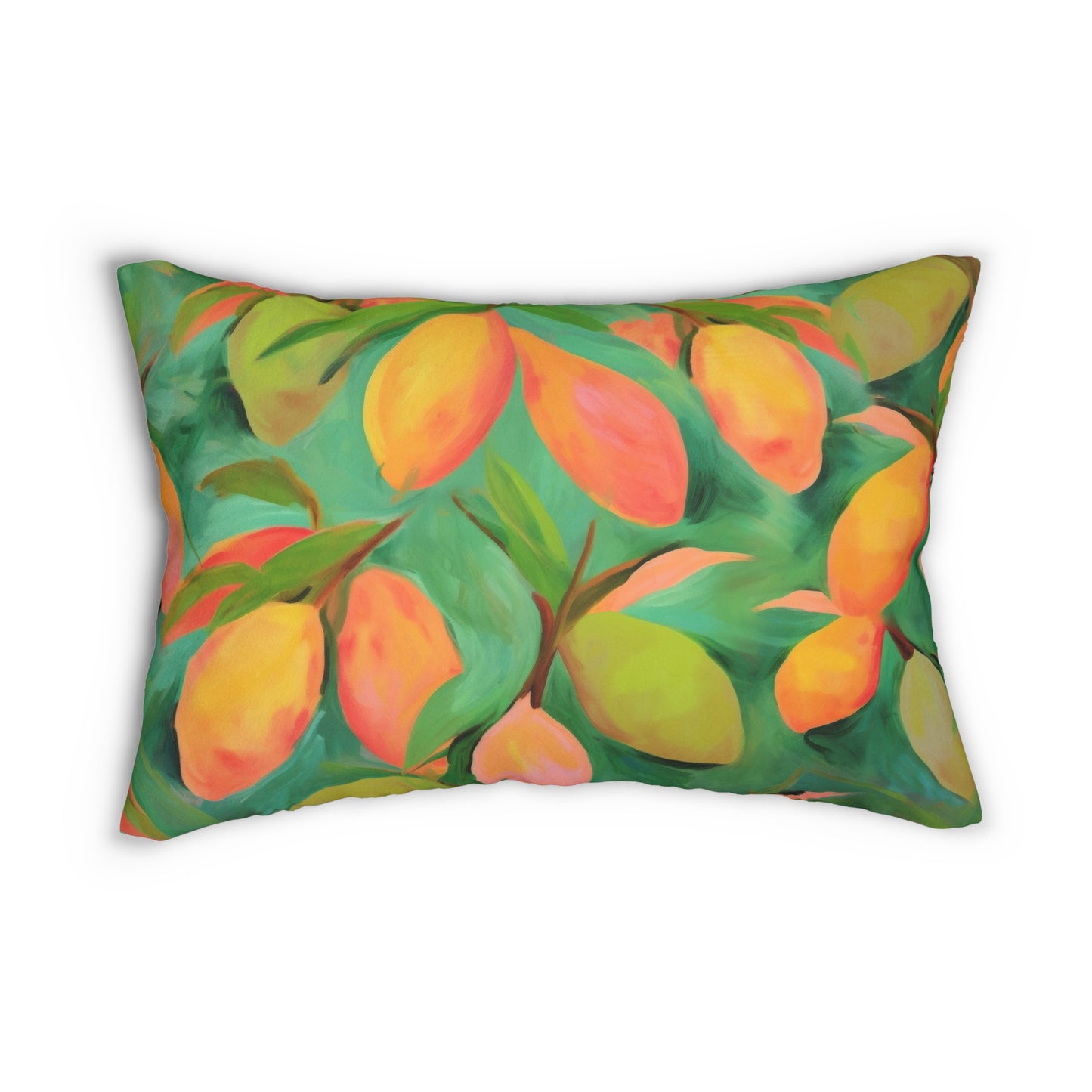 Mangoes Printed Lumbar Pillow with Insert (20" x 14") - Includes insert and zipper closure