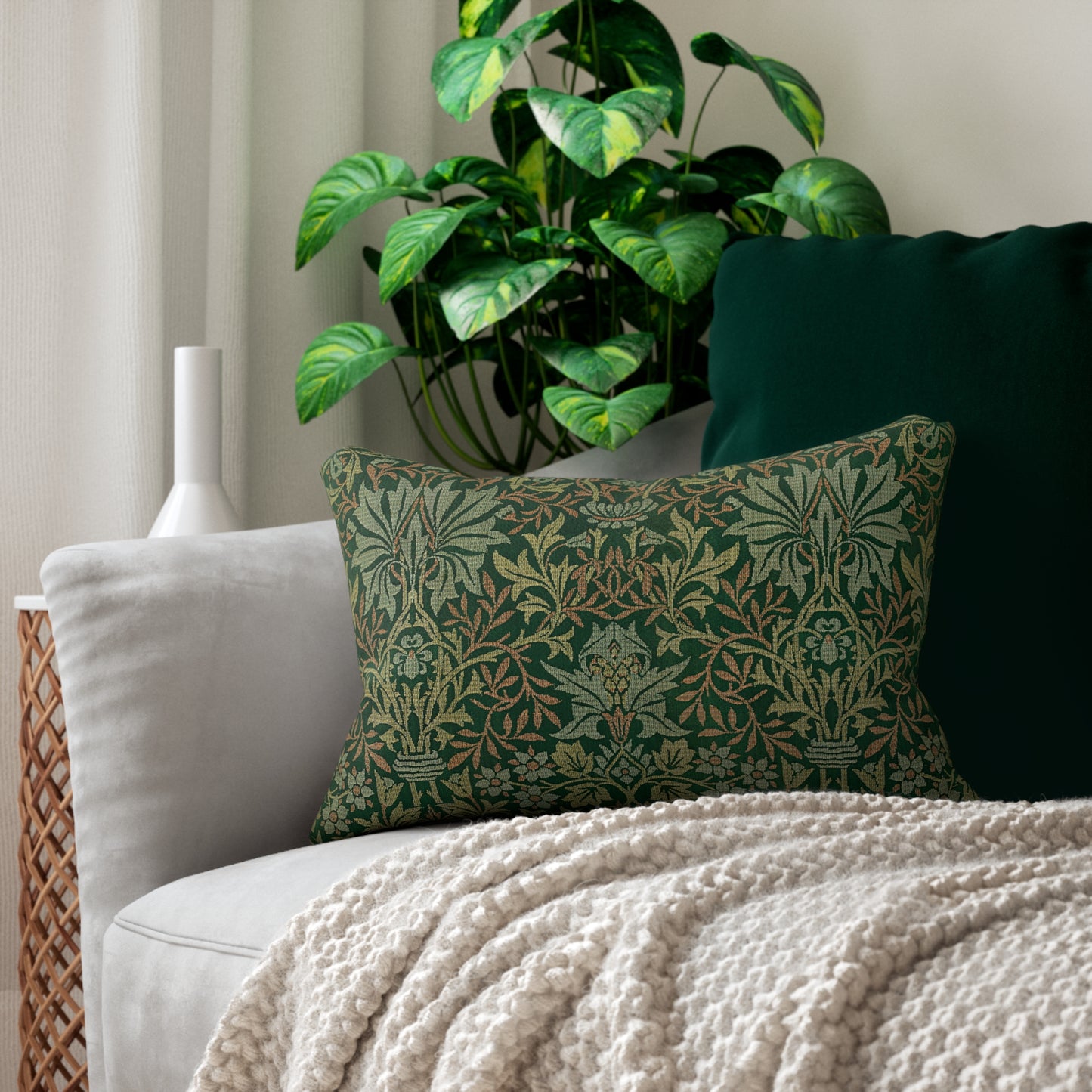 Flower Garden Printed Lumbar Pillow with Insert (20" x 14") - Includes insert and zipper closure