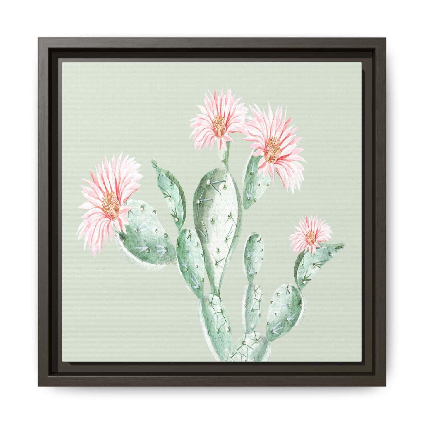 Cactus Flower Framed Matte Canvas Art - Multiple Frame Colors & Size Options