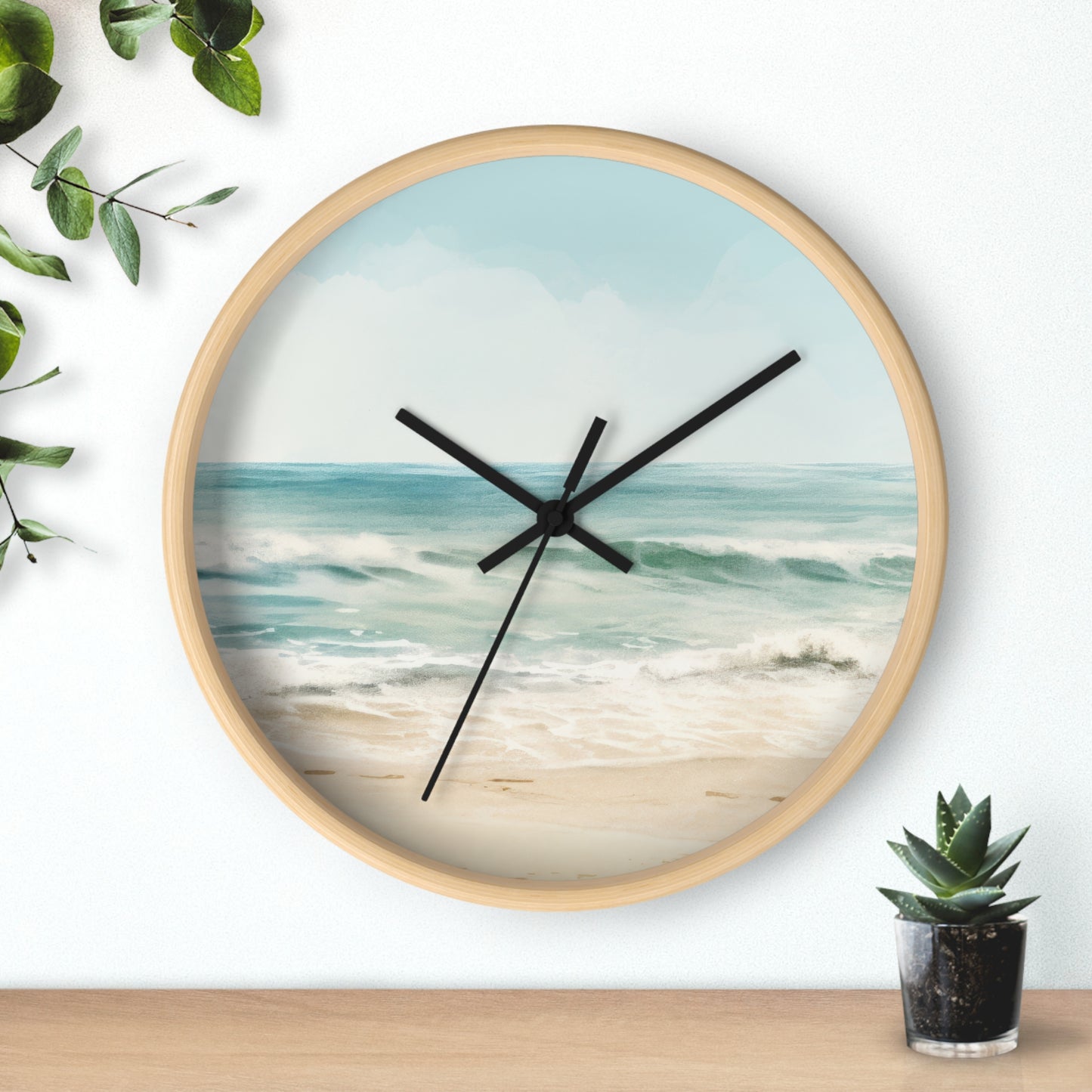 Ocean Breeze Wall Clock - Select from Black, White or Natural Wood Color