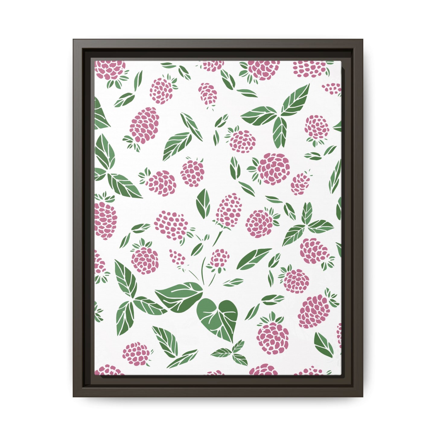 Pink Berry Framed Matte Canvas Art - Multiple Frame Colors & Size Options