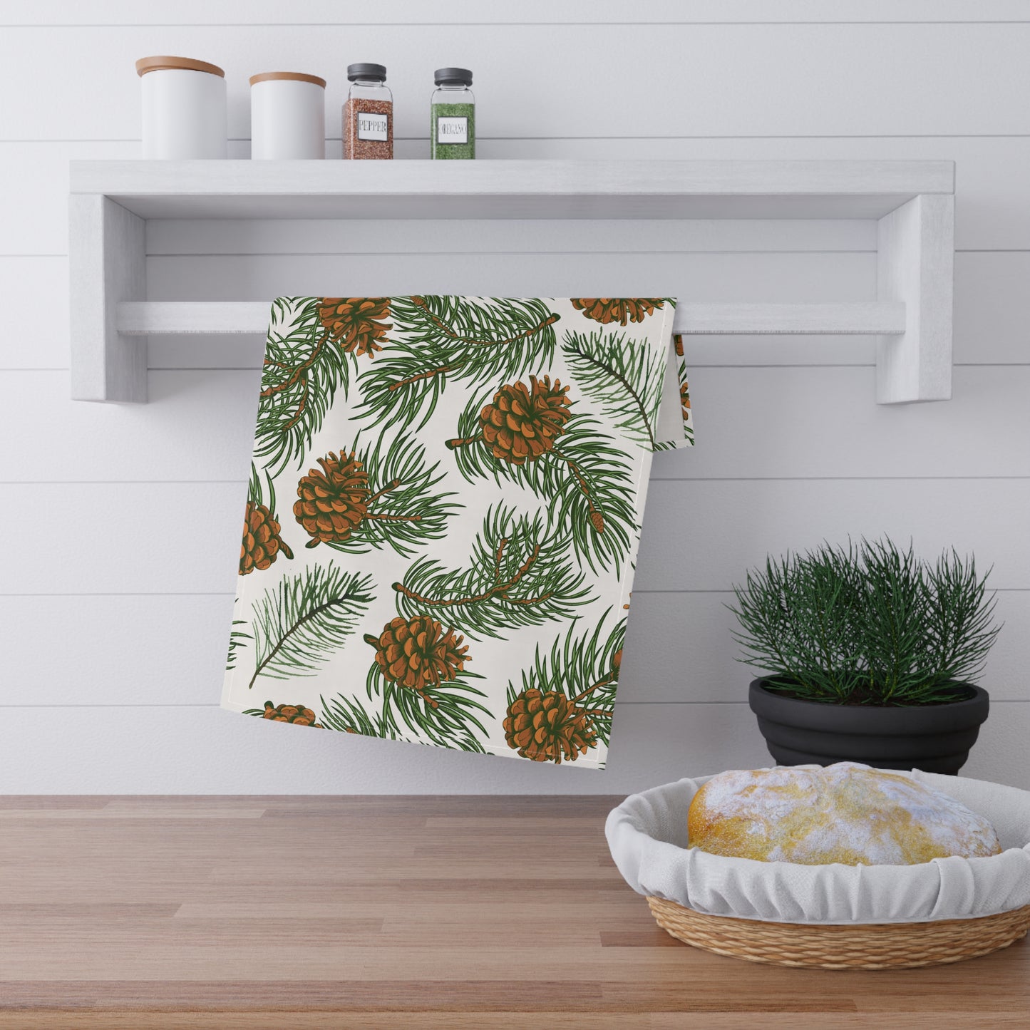 Needles & Cones Printed Tea Towels - 100% Cotton Twill, 18" x 30"