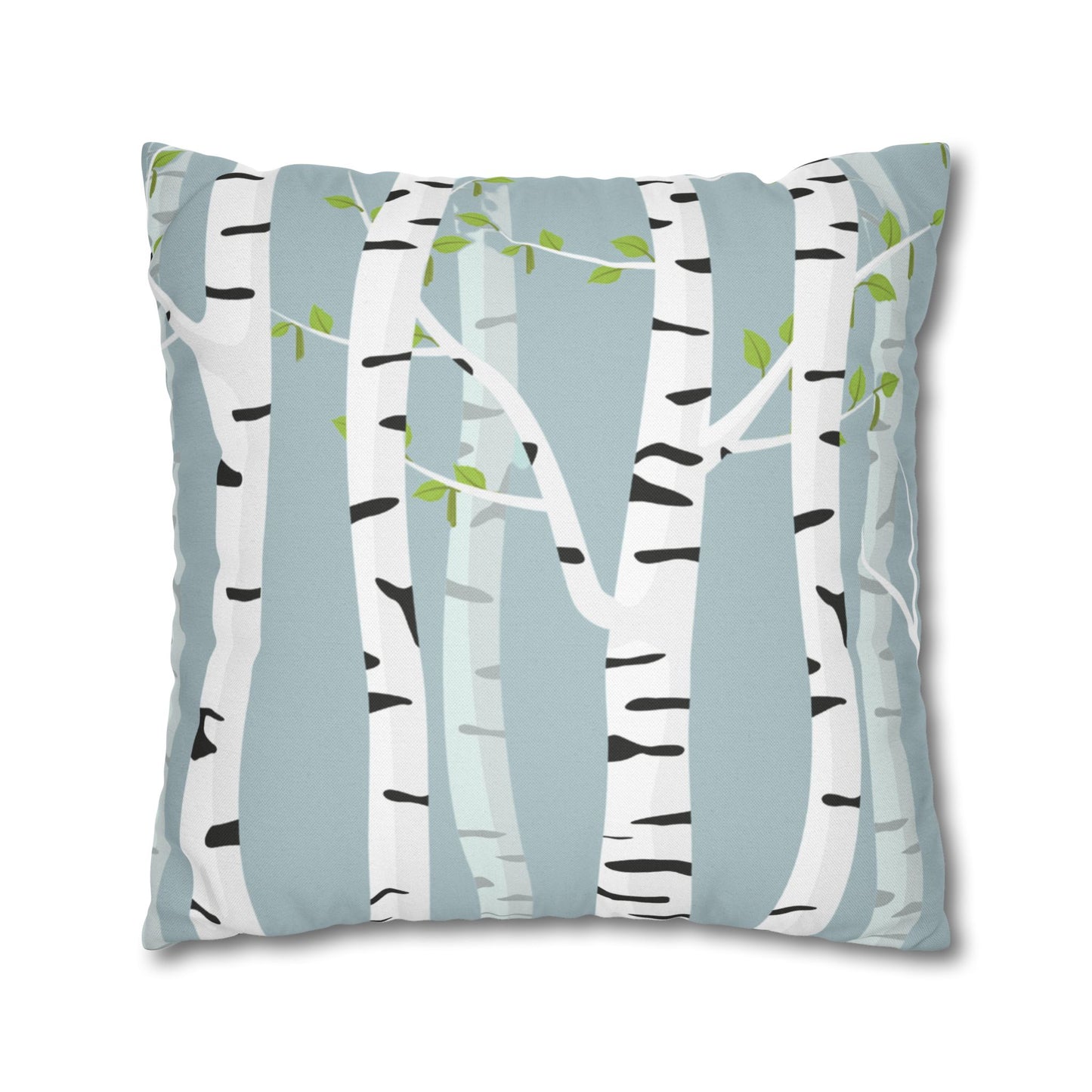 White Birch Printed Square Pillow Cover (no insert) - Multiple Sizes (14"x14", 16"x16", 18"x18", 20"x20"), Includes zipper closure