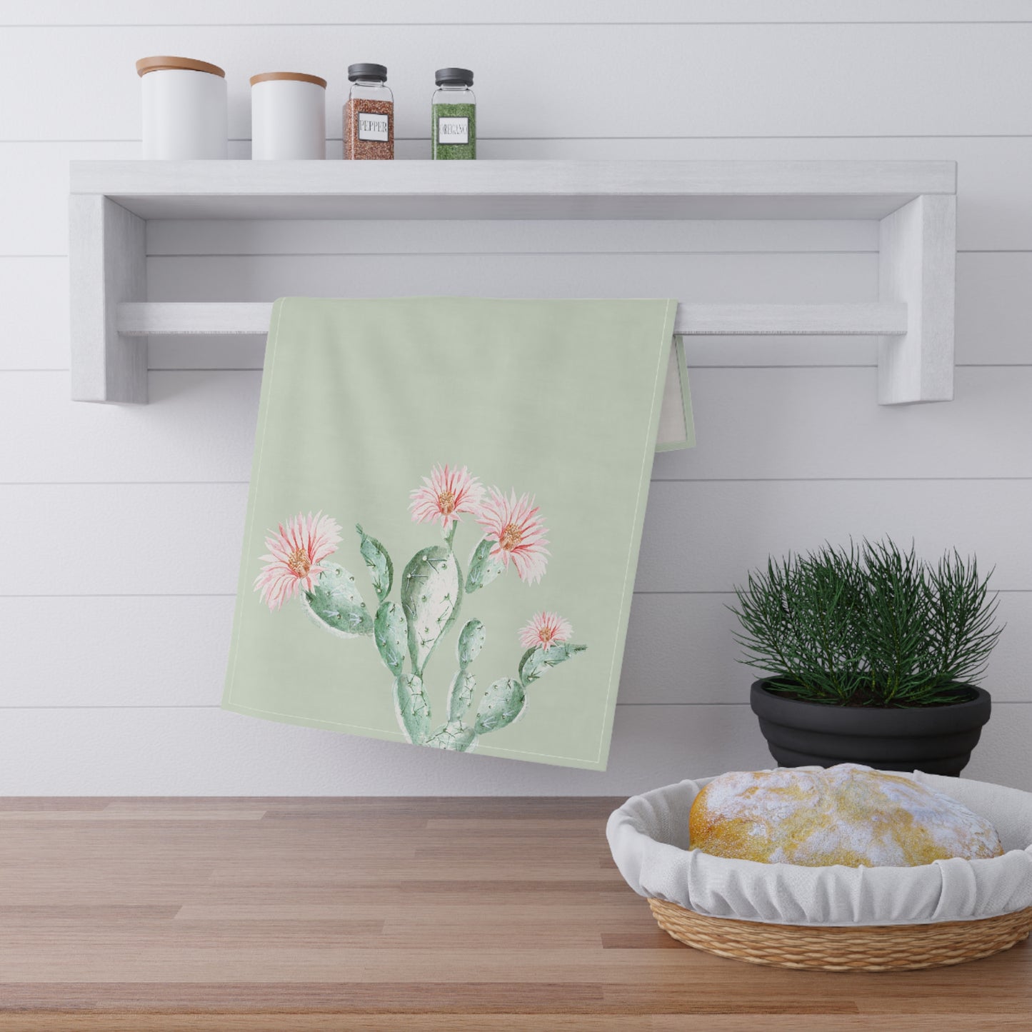 Cactus Flower Printed Tea Towels - 100% Cotton Twill, 18" x 30"