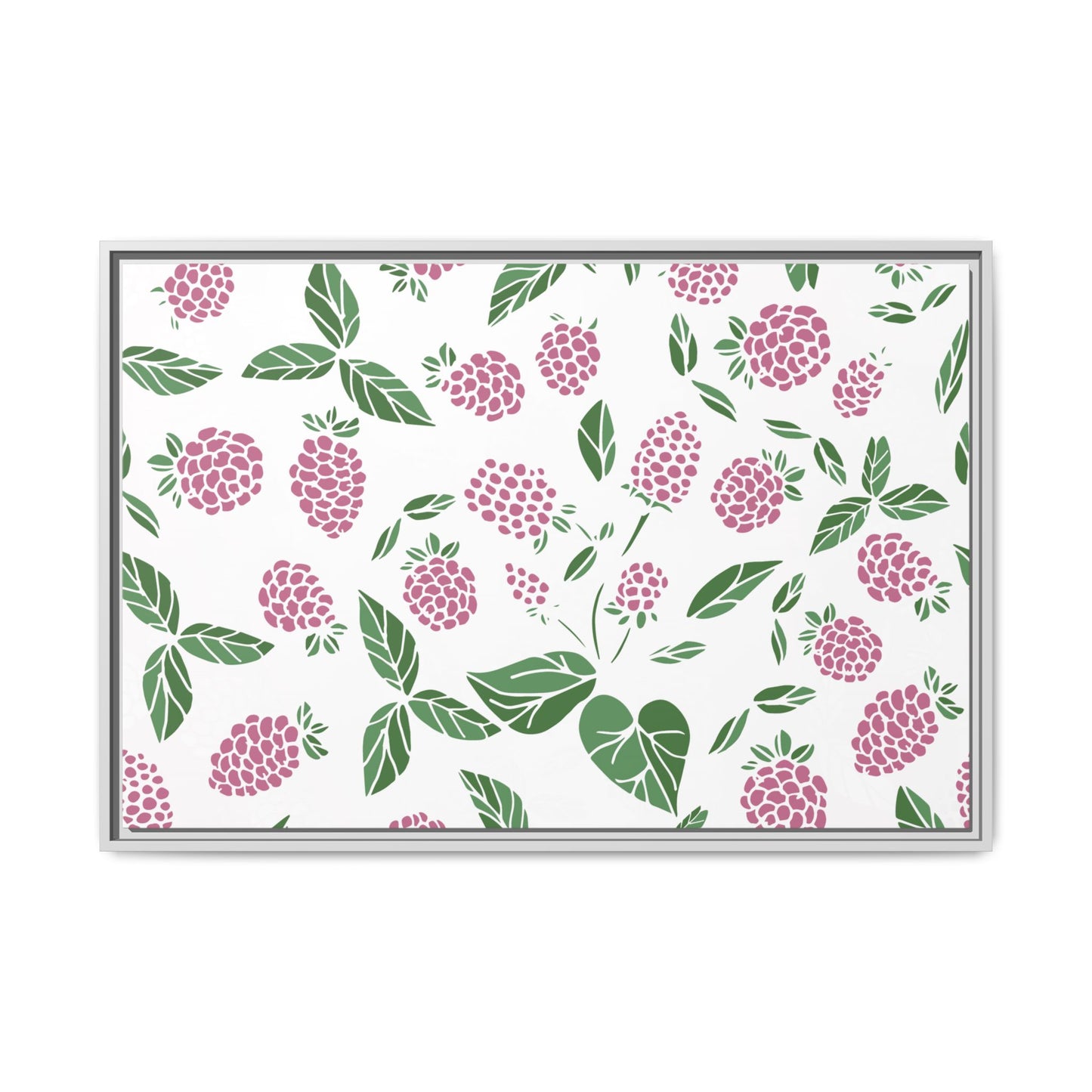 Pink Berry Framed Matte Canvas Art - Multiple Frame Colors & Size Options