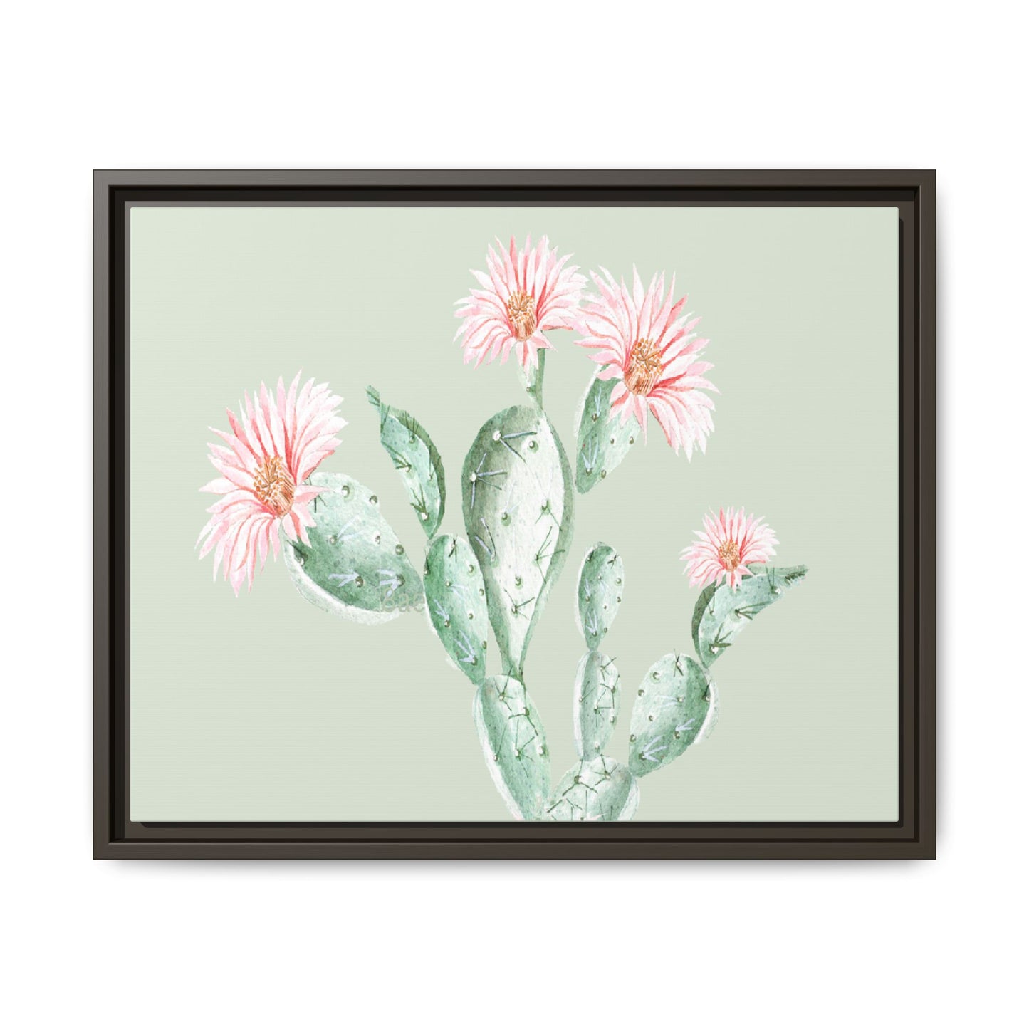 Cactus Flower Framed Matte Canvas Art - Multiple Frame Colors & Size Options