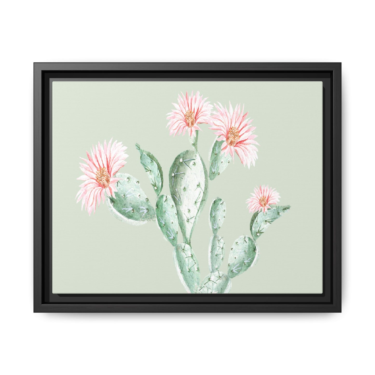Cactus Flower Framed Matte Canvas Art - Multiple Frame Colors & Size Options