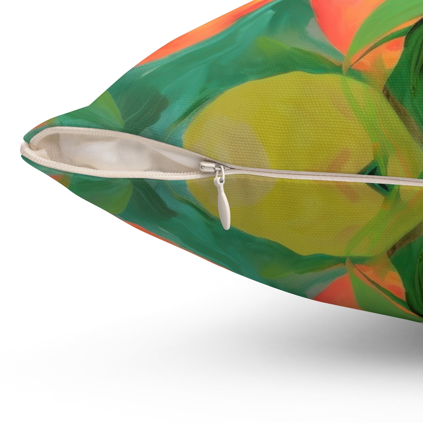 Mangoes Printed Square Pillow Cover with Insert - Multiple Sizes (14"x14", 16"x16", 18"x18", 20"x20"), Includes insert and zipper closure