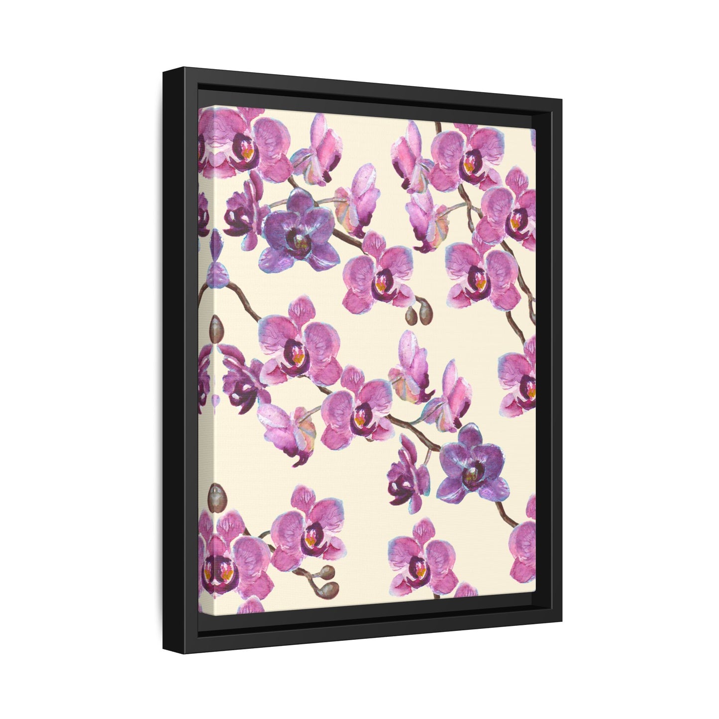 Vanilla Orchid Framed Matte Canvas Art - Multiple Frame Colors & Size Options