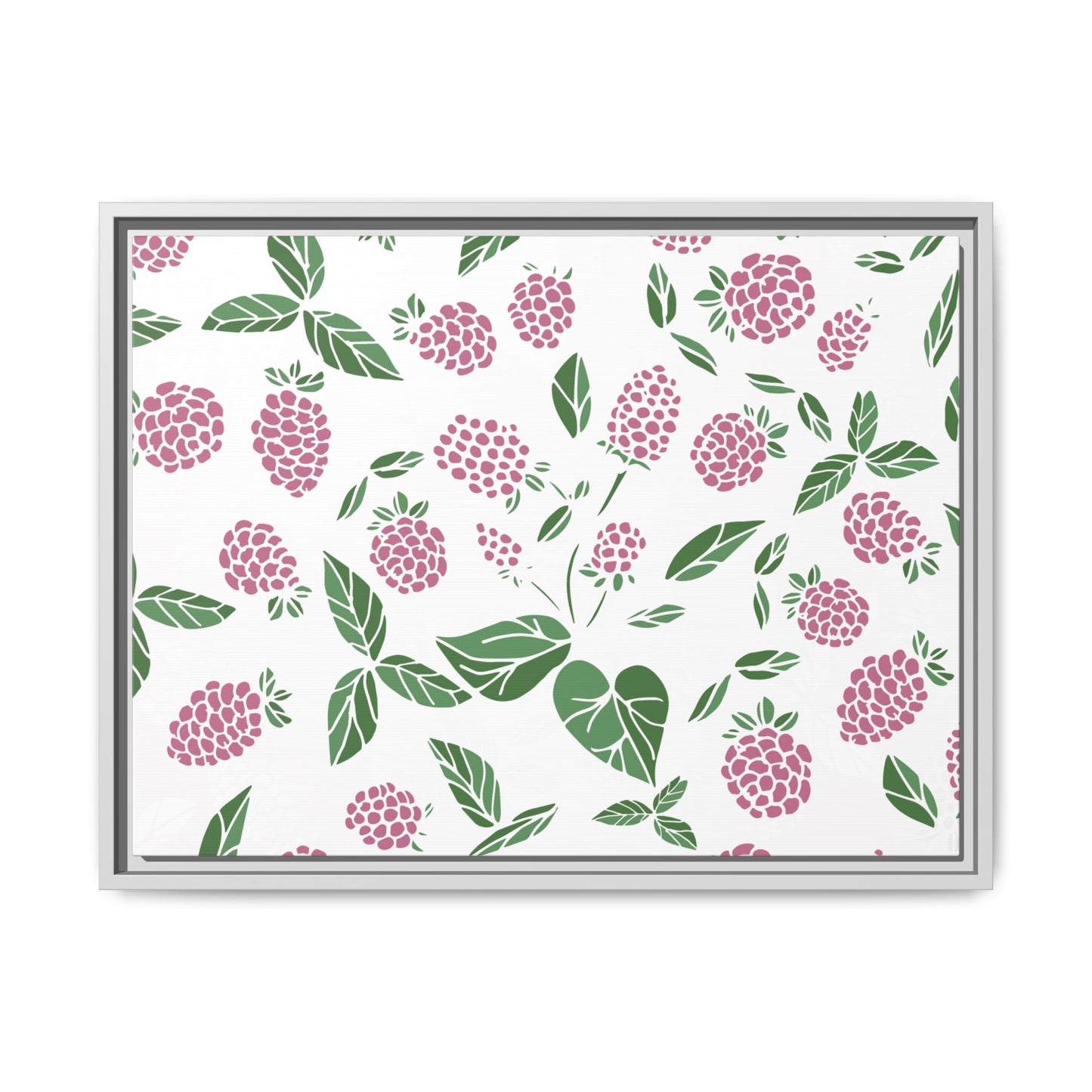 Pink Berry Framed Matte Canvas Art - Multiple Frame Colors & Size Options
