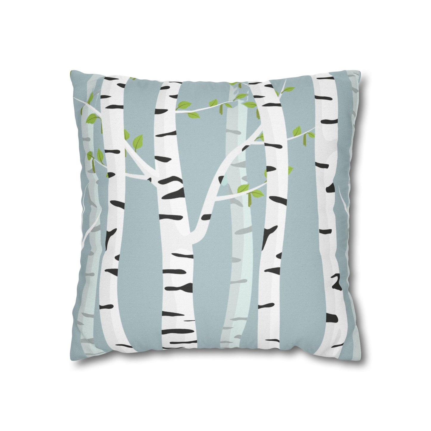 White Birch Printed Square Pillow Cover (no insert) - Multiple Sizes (14"x14", 16"x16", 18"x18", 20"x20"), Includes zipper closure