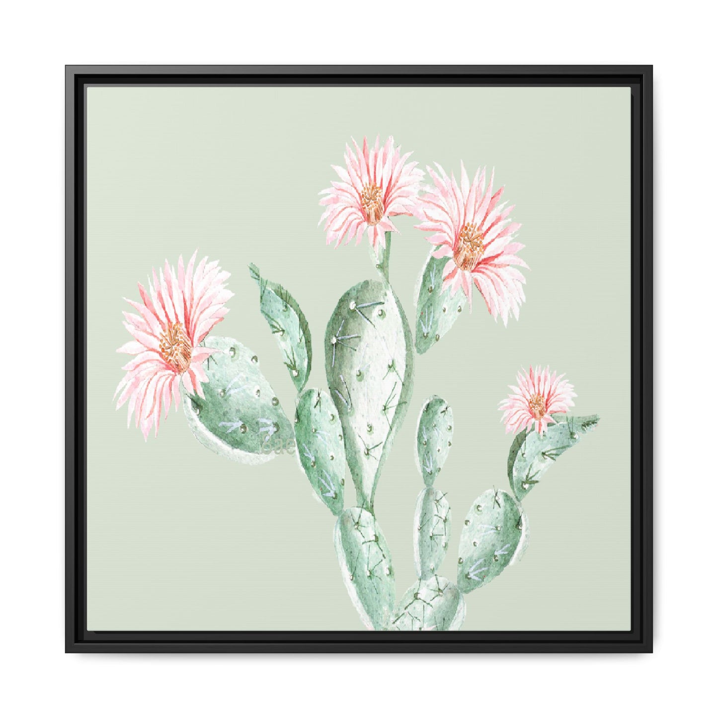 Cactus Flower Framed Matte Canvas Art - Multiple Frame Colors & Size Options