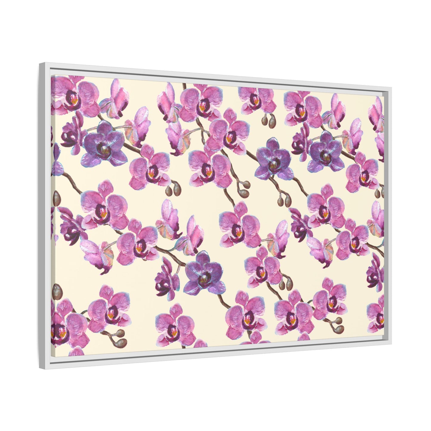 Vanilla Orchid Framed Matte Canvas Art - Multiple Frame Colors & Size Options